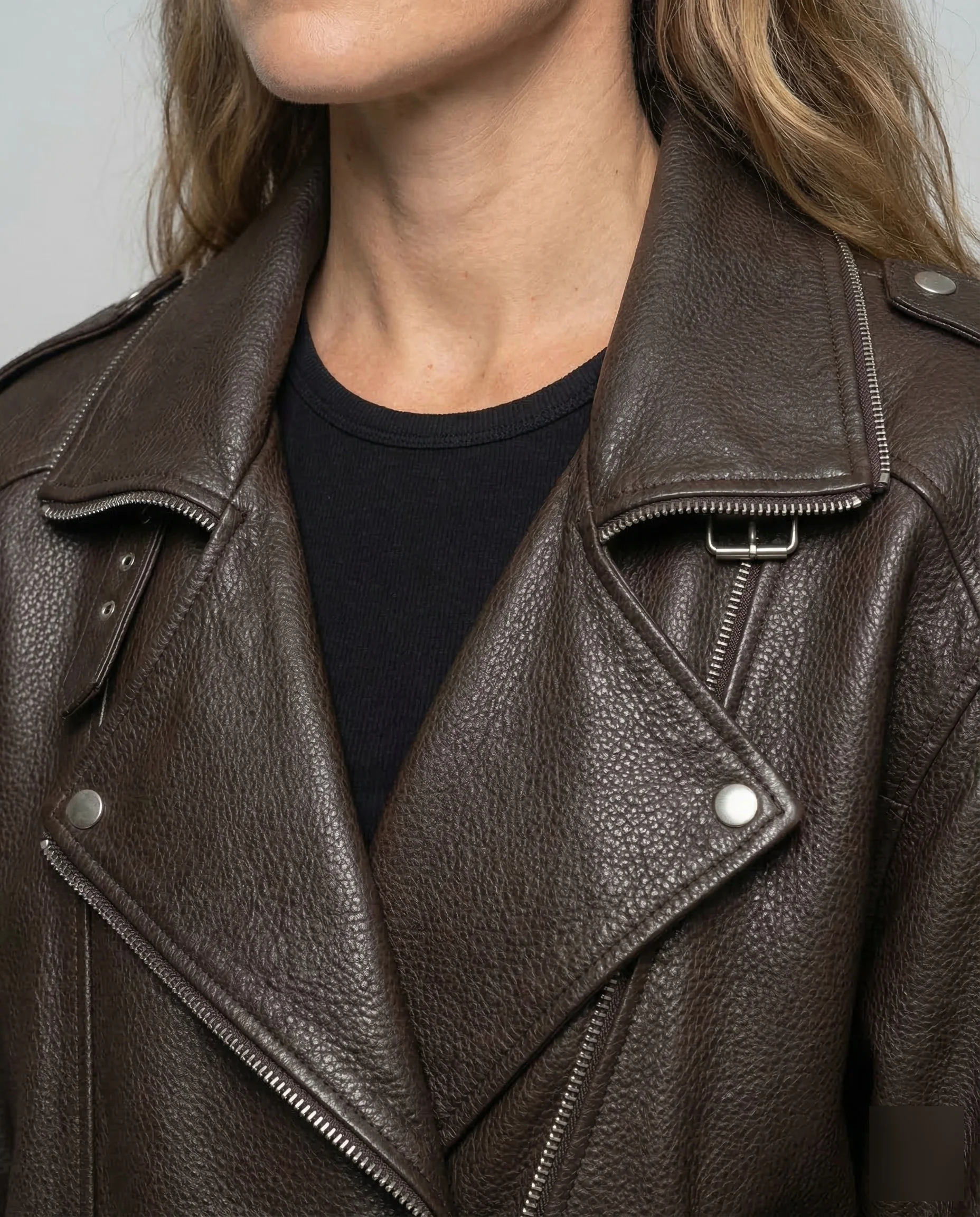 Damen Bikerjacke Oversize Kunstleder - Image 3