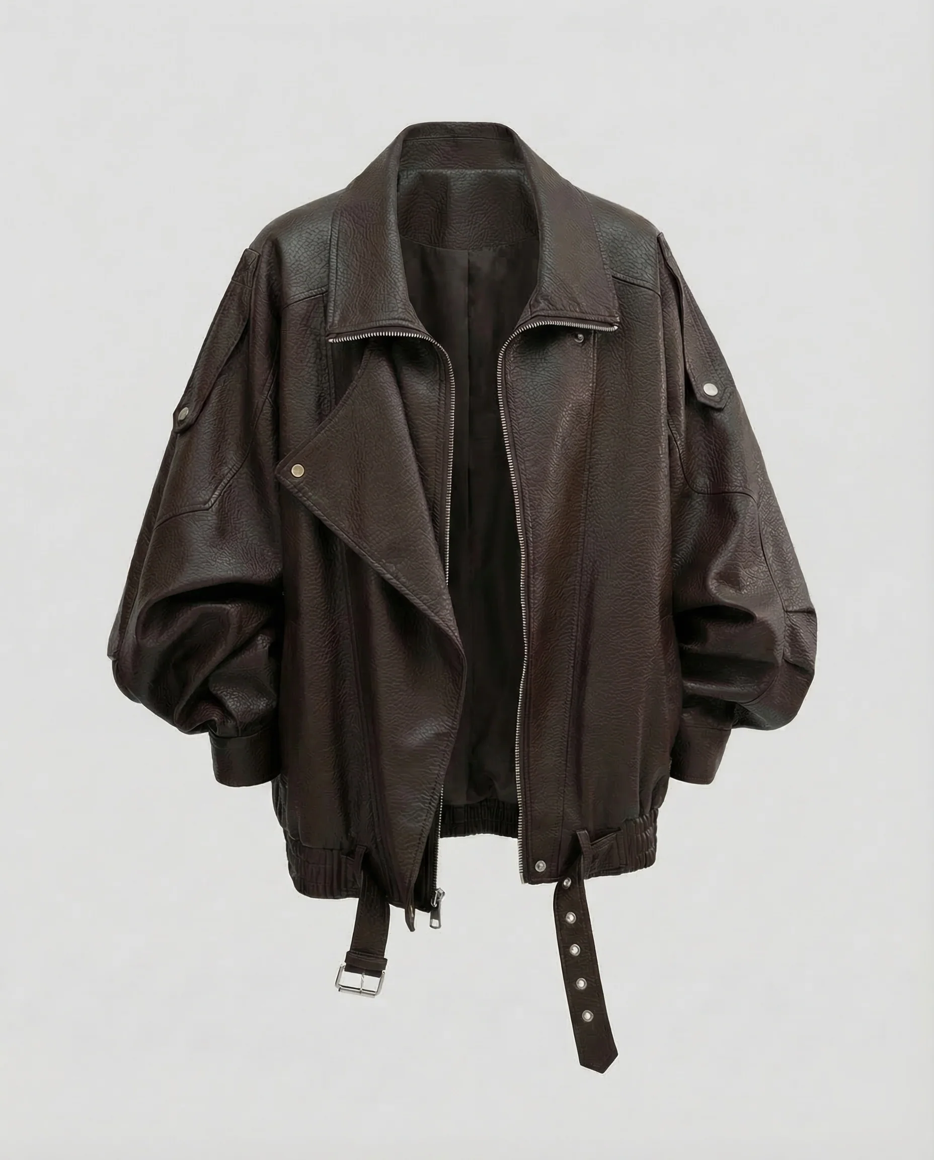 Damen Bikerjacke Oversize Kunstleder - Image 6