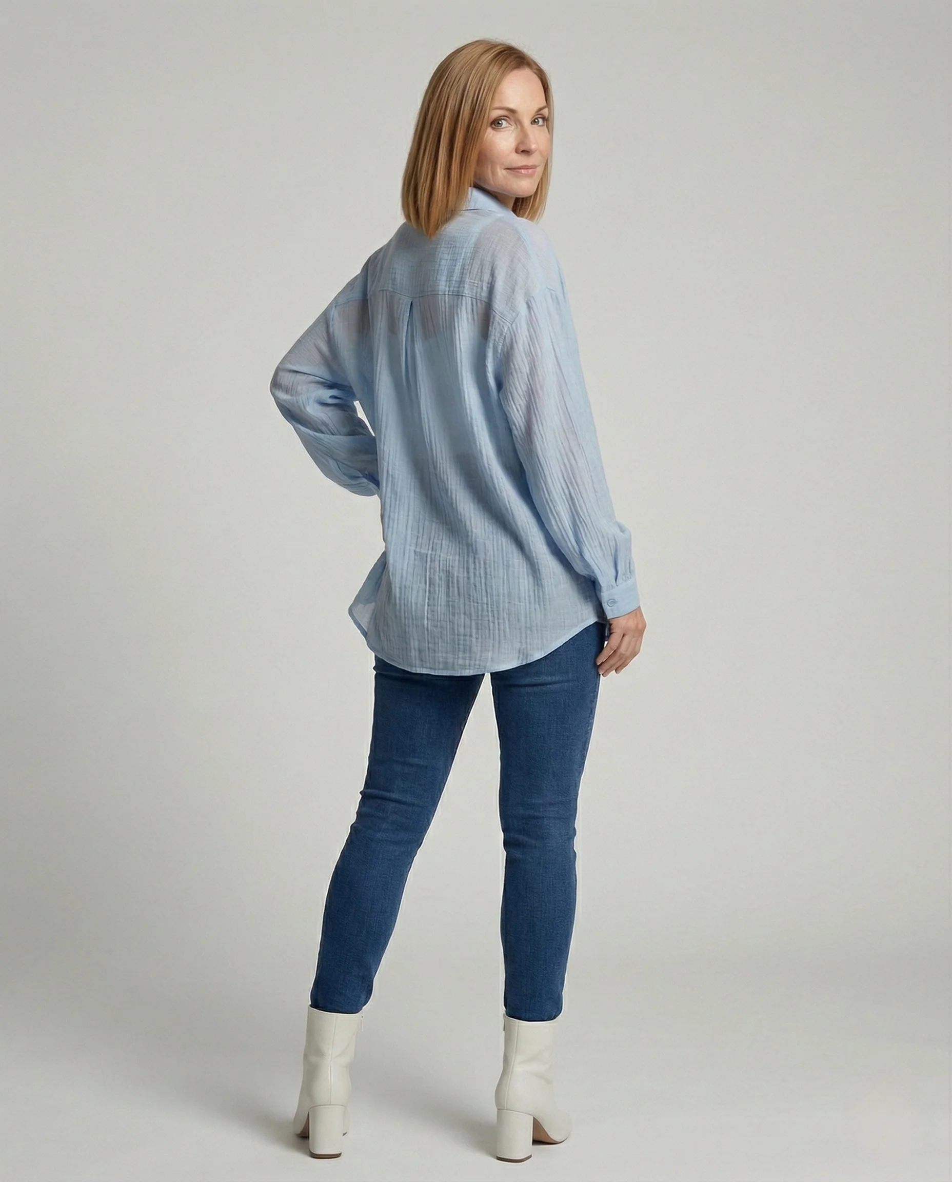Bluse Damen Oversize Knoten - Image 3