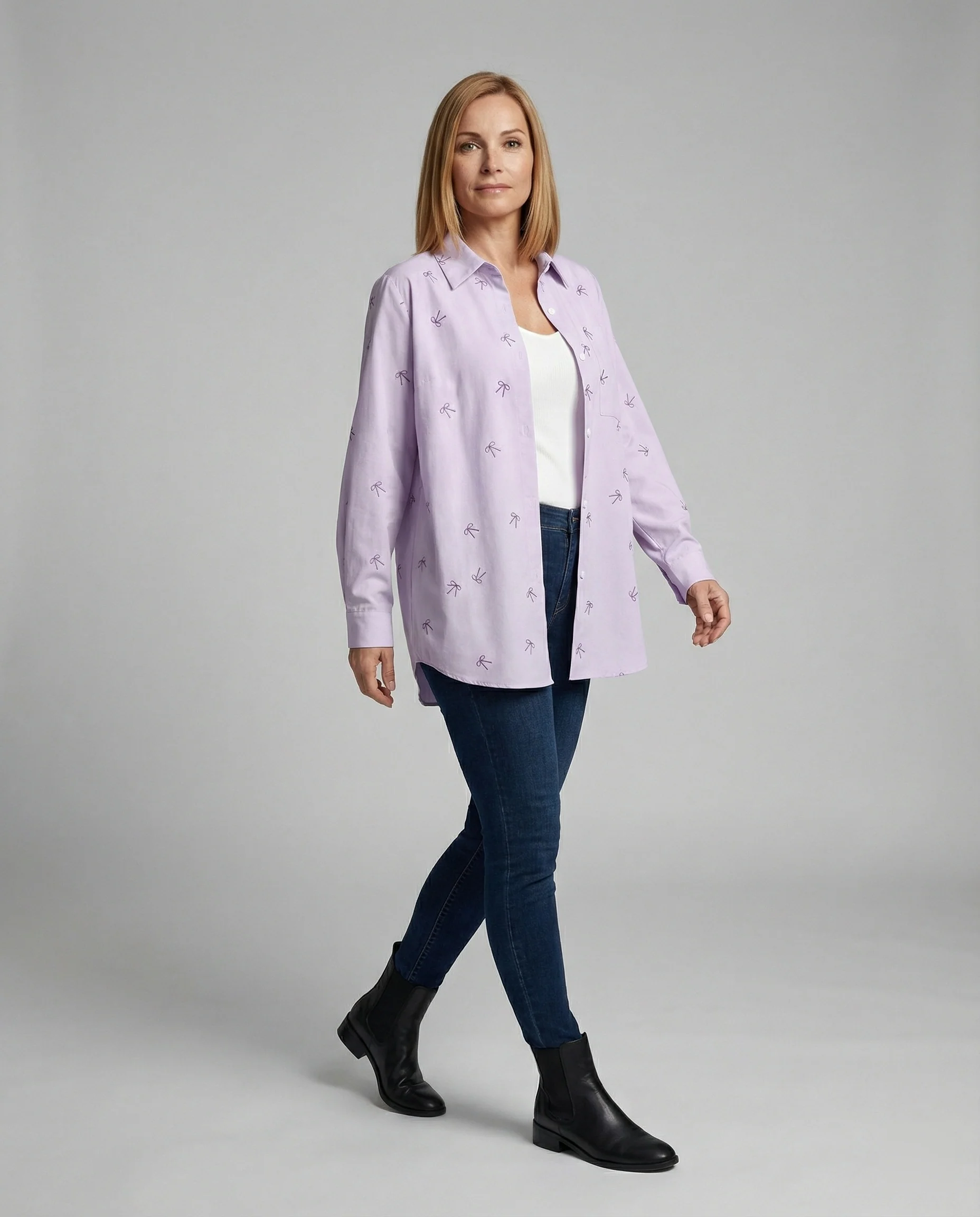 Damen Hemdbluse Oversize Schleifen - Image 3
