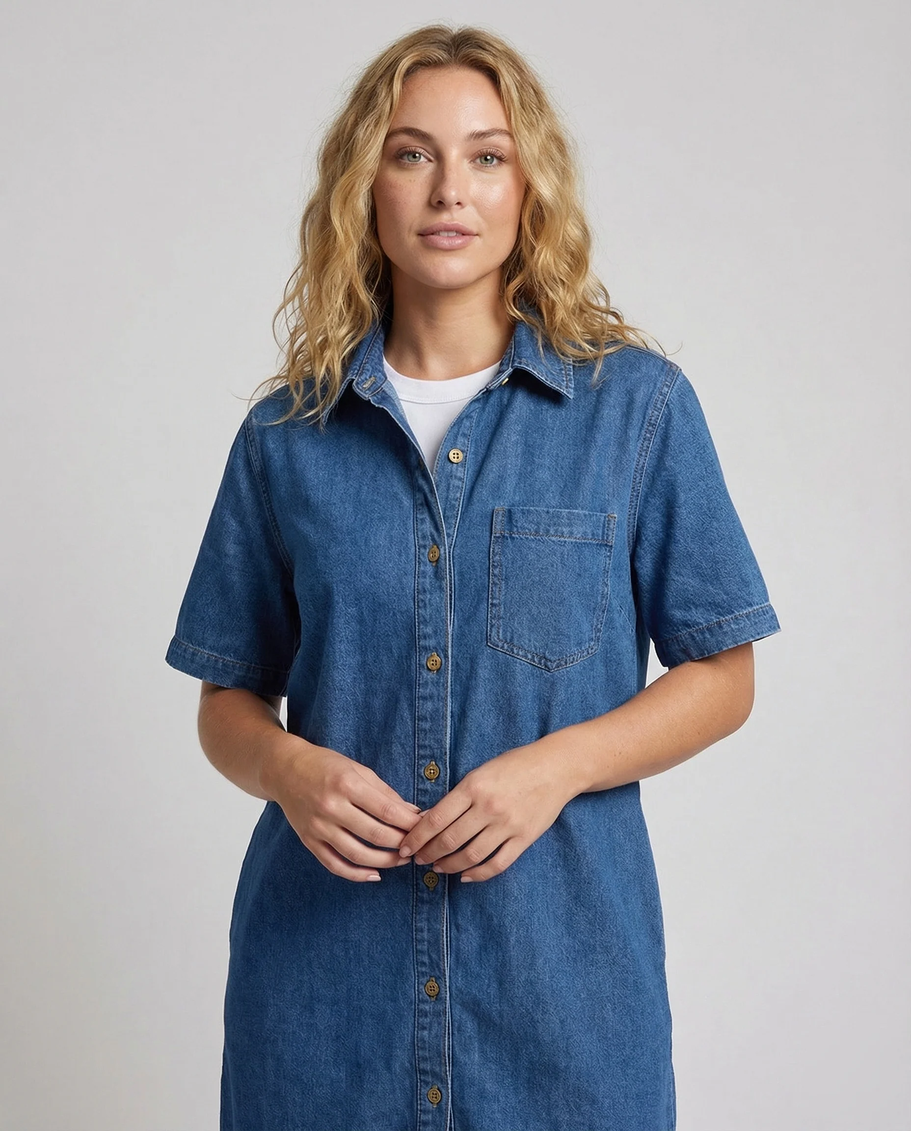 Damen Oversize Jeans Hemdblusenkleid - Image 2
