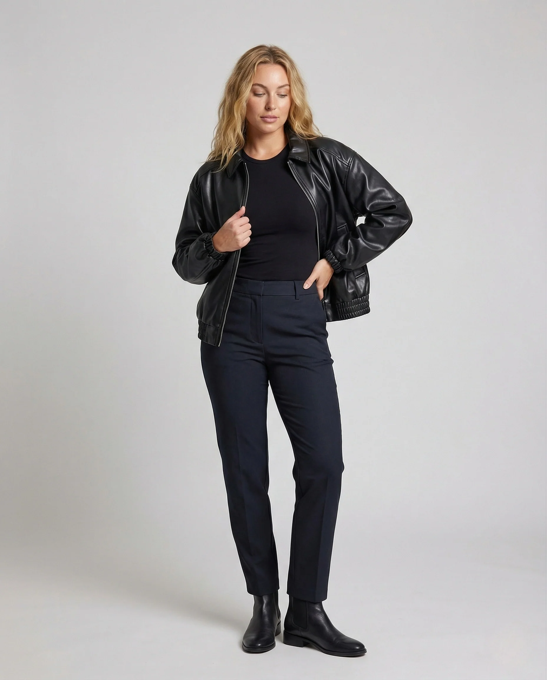 Damen Oversize Utility Jacke Kunstleder - Image 2