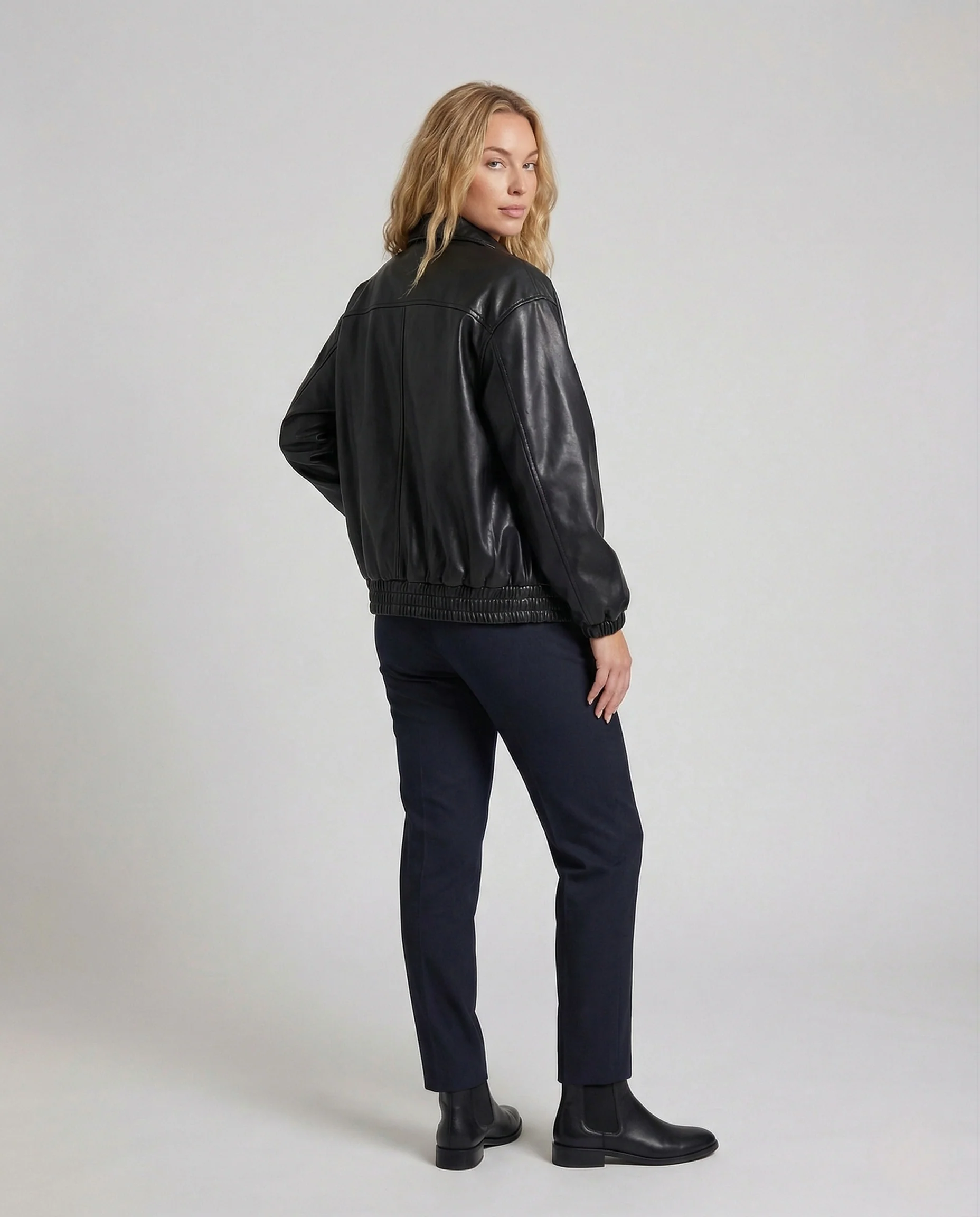 Damen Oversize Utility Jacke Kunstleder - Image 3