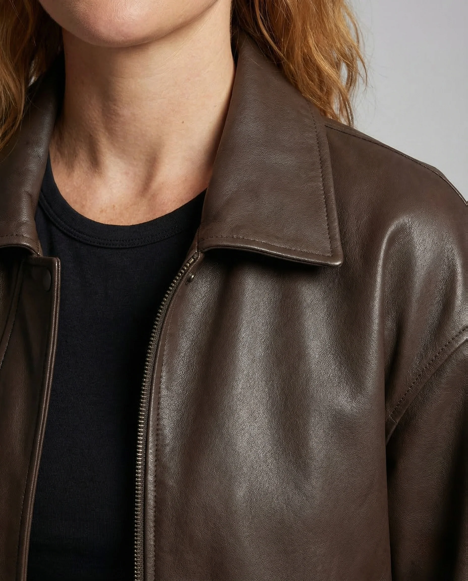 Damen Oversize Kunstlederjacke Reißverschluss - Image 3