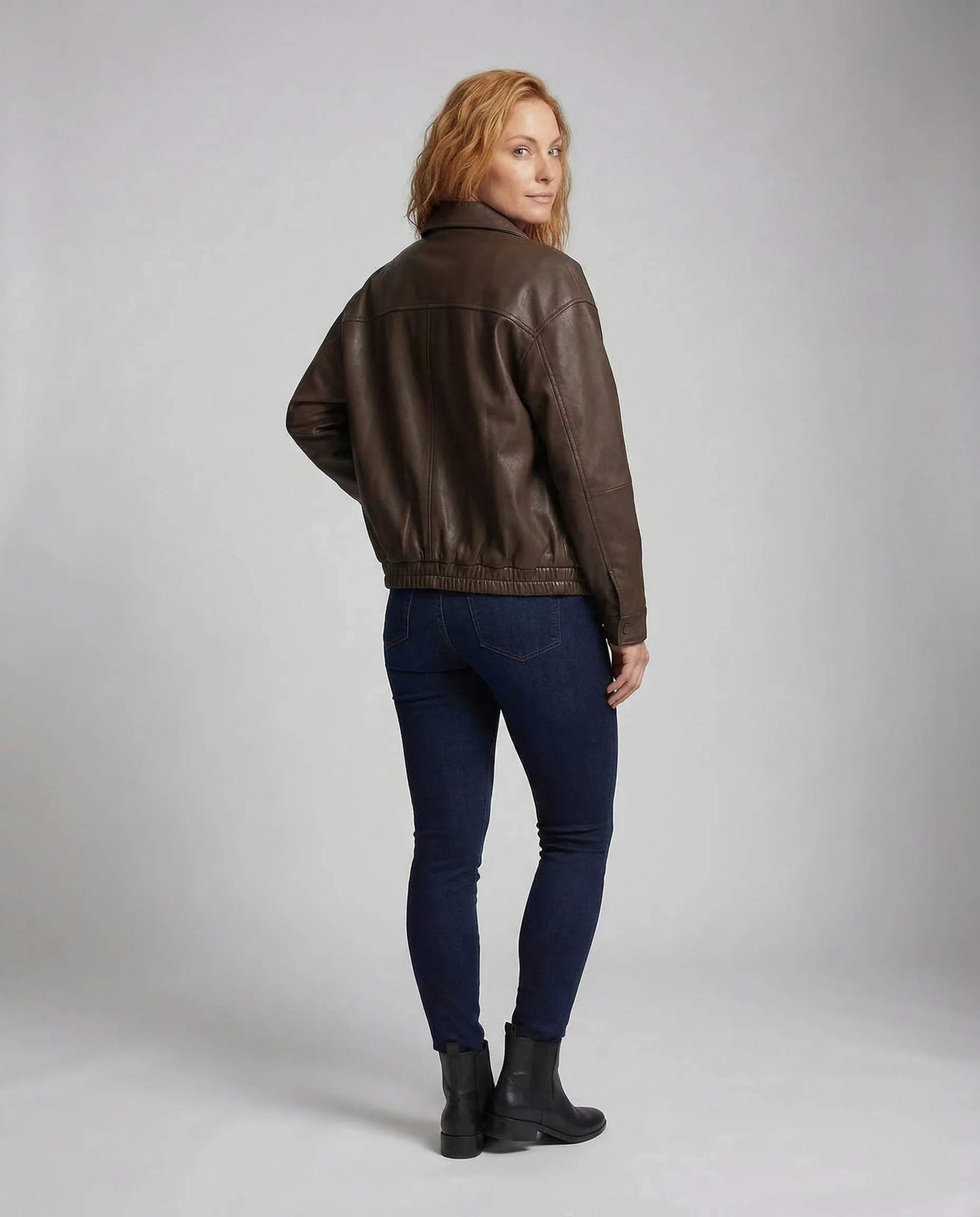 Damen Oversize Kunstlederjacke Reißverschluss - Image 4