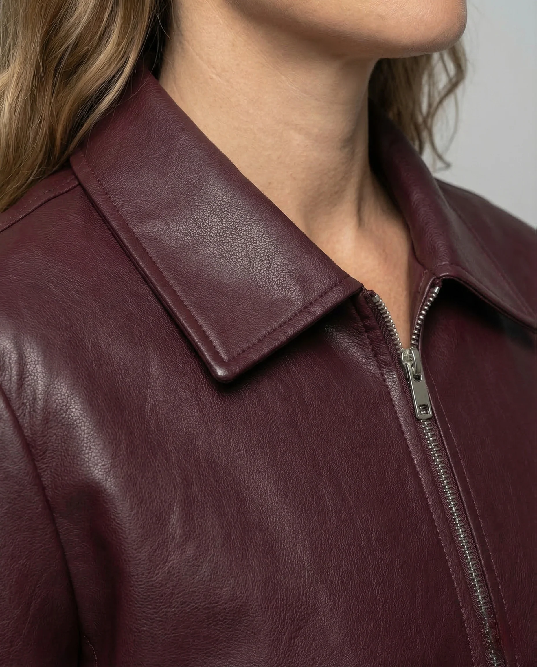 Damen Oversize Kunstlederjacke Reißverschluss - Image 3