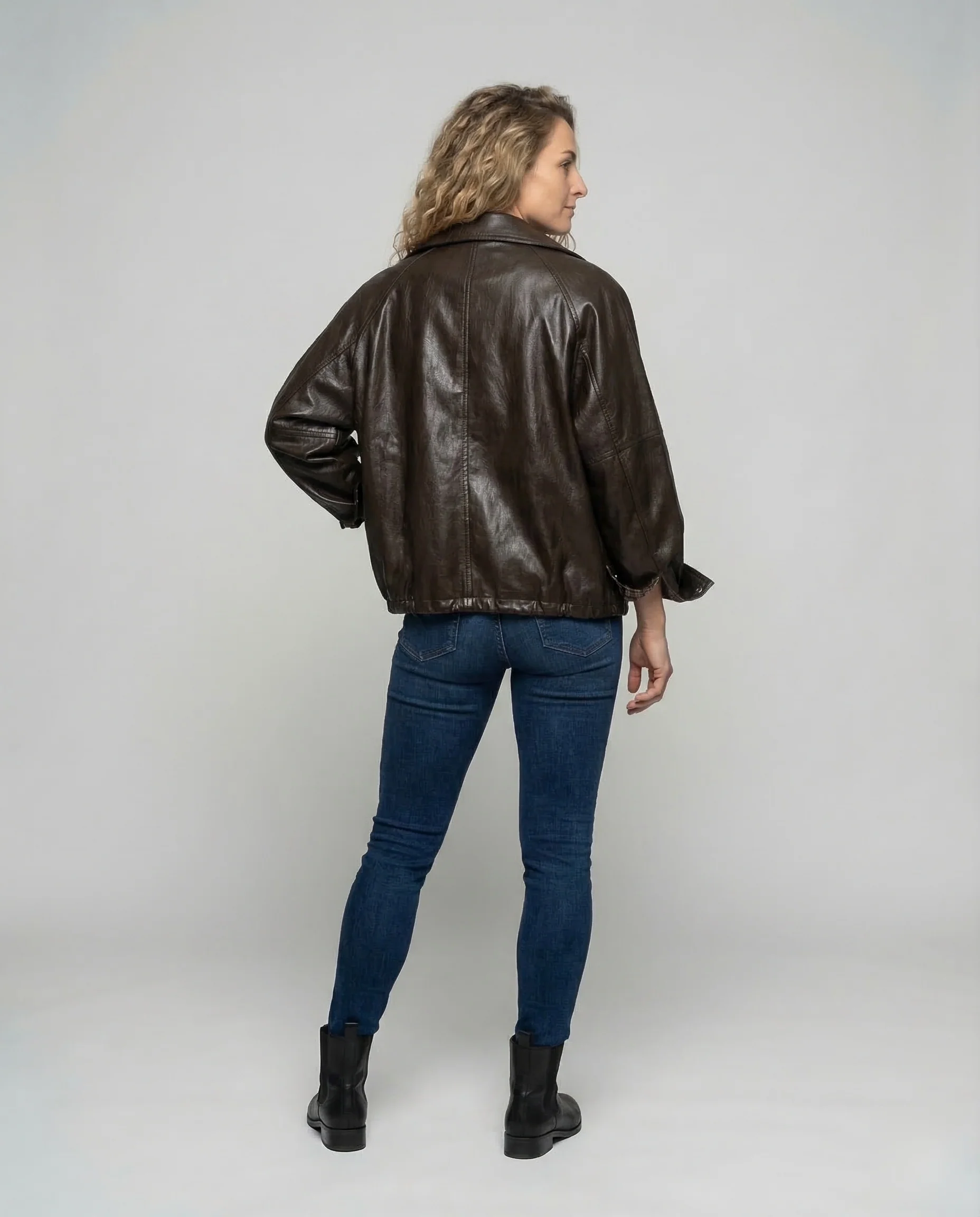 Damen Leder Blouson Oversize - Image 4