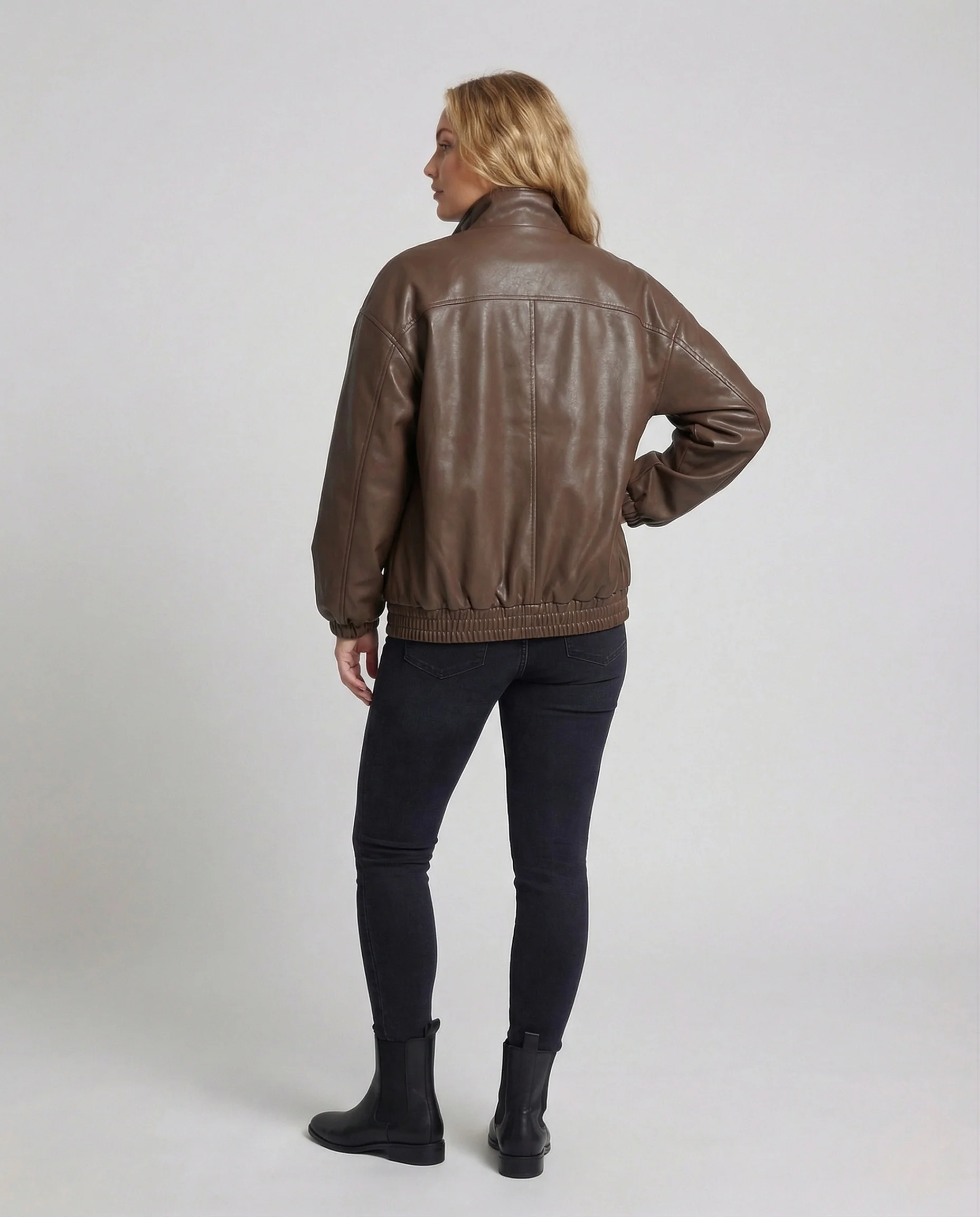 Damen Oversize Blouson Lederoptik - Image 3