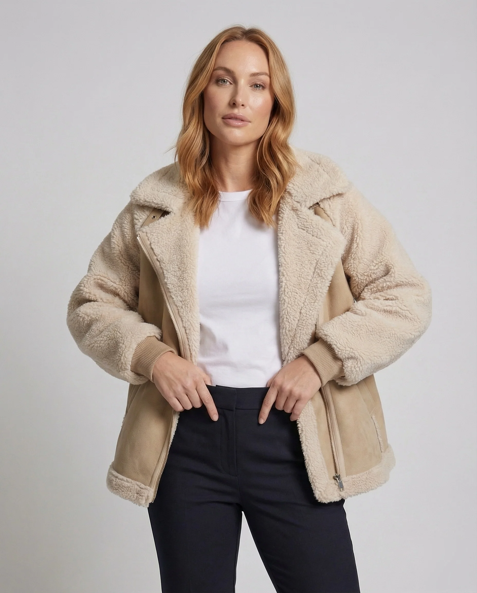 Damen Sherpa Fliegerjacke Oversize - Image 2