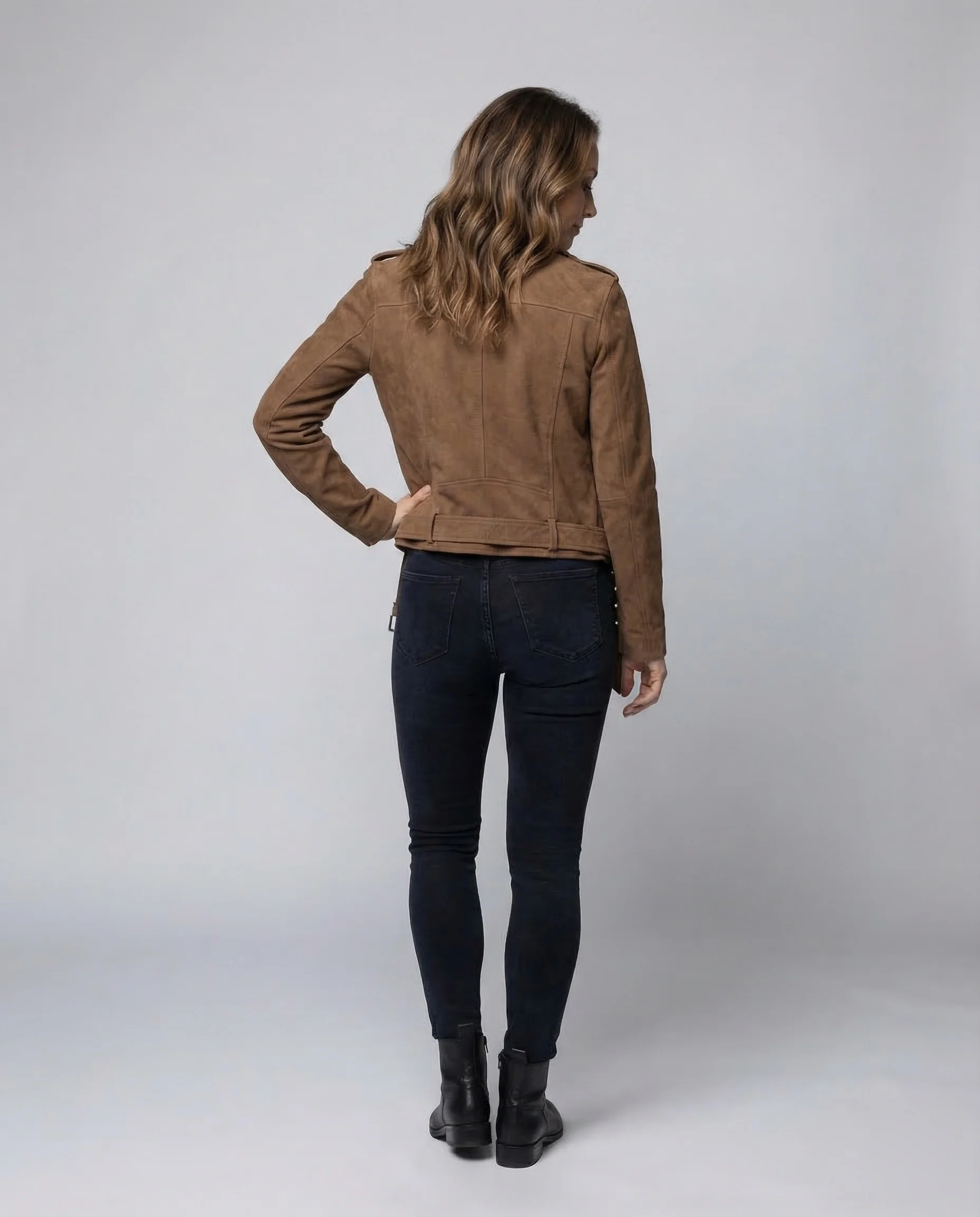 Damen Wildleder Bikerjacke Oversize - Image 4