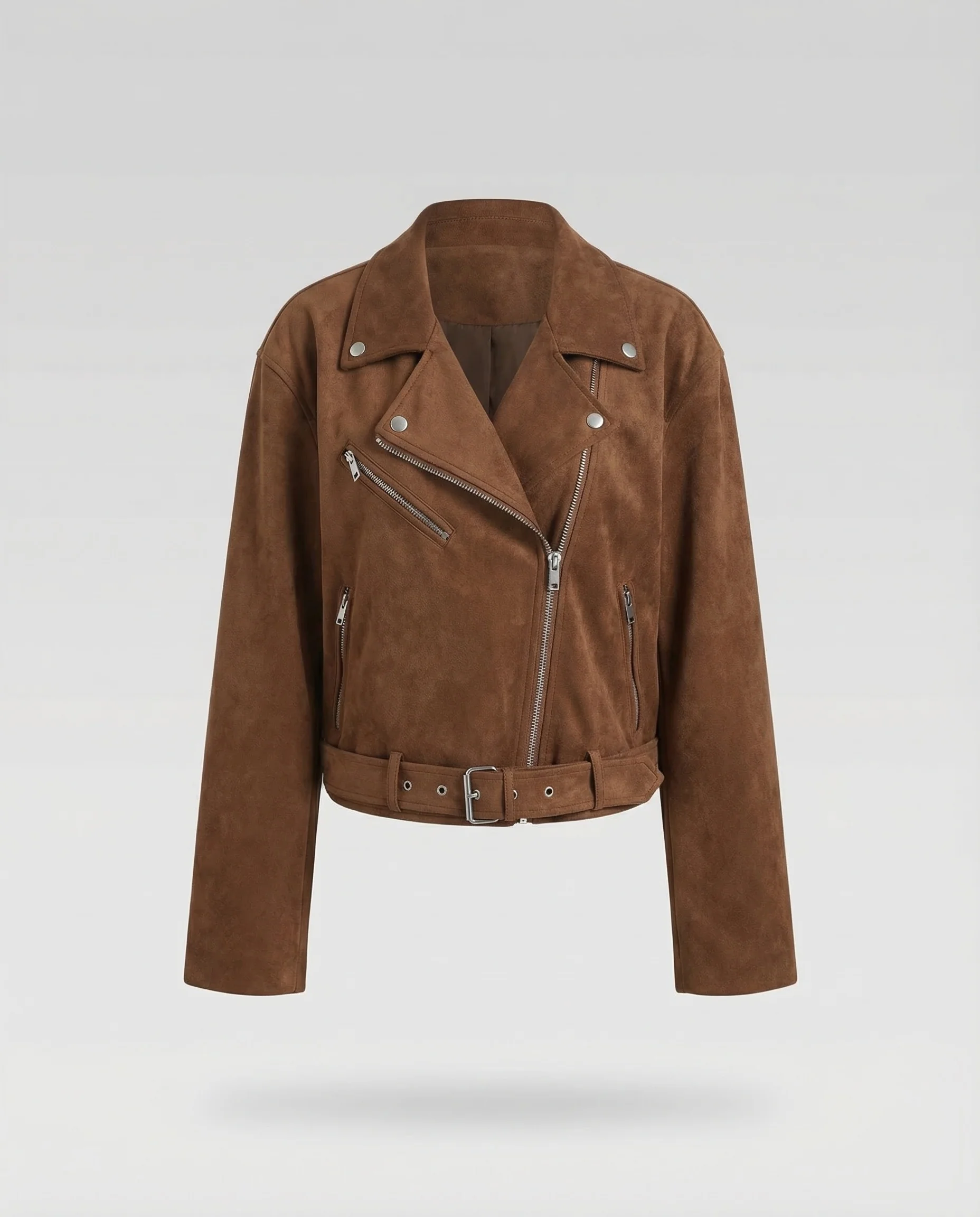 Damen Wildleder Bikerjacke Oversize - Image 5