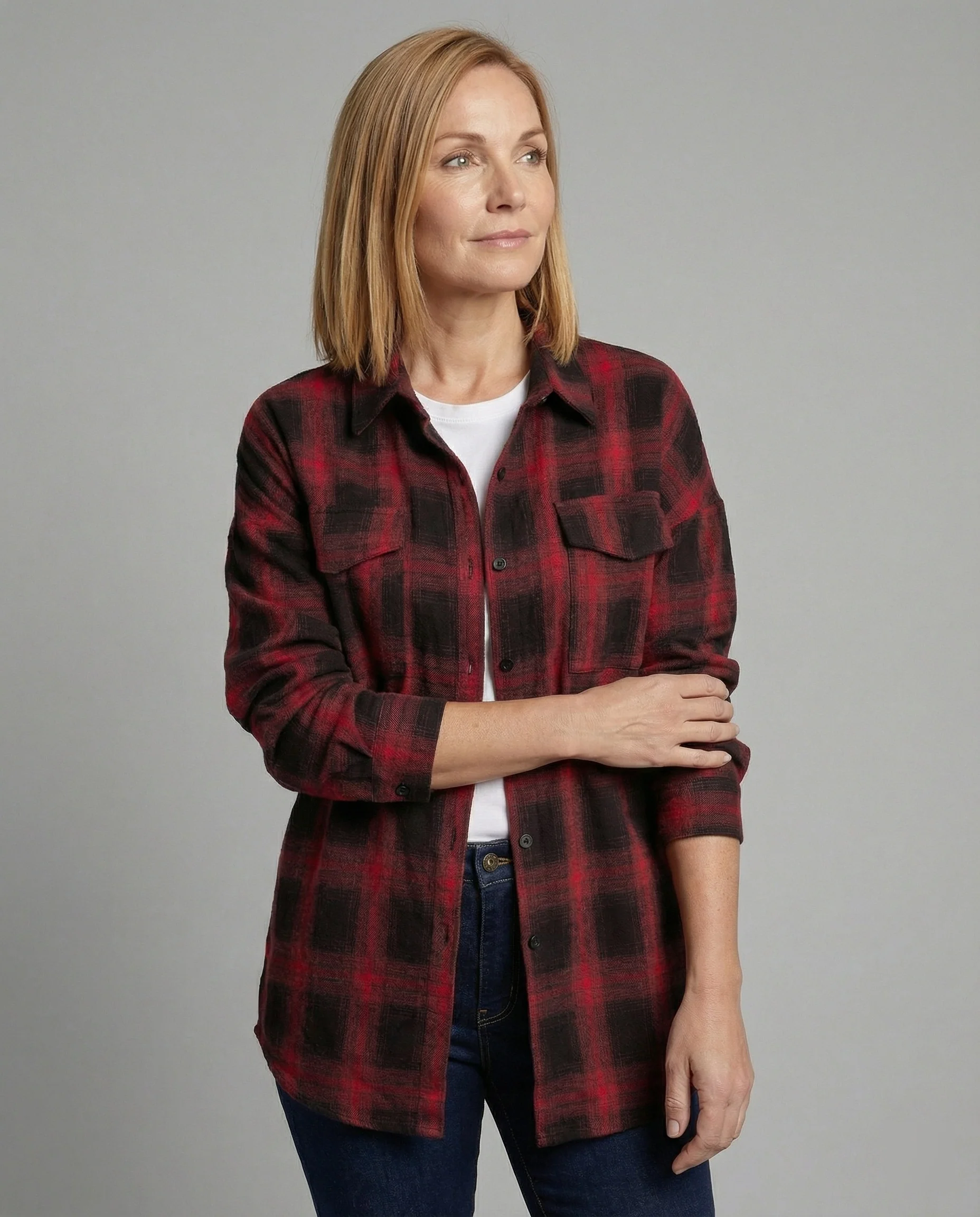 Damen Hemdjacke Flanell Karo - Image 11