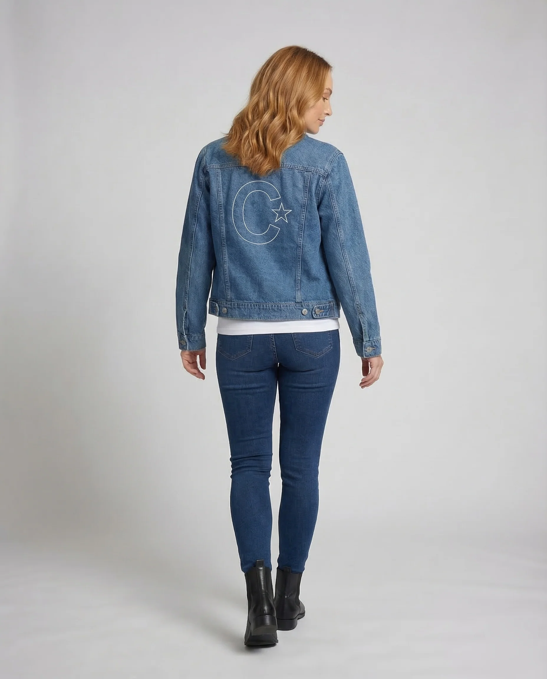 Damen Oversize Jeansjacke Stickerei - Image 4