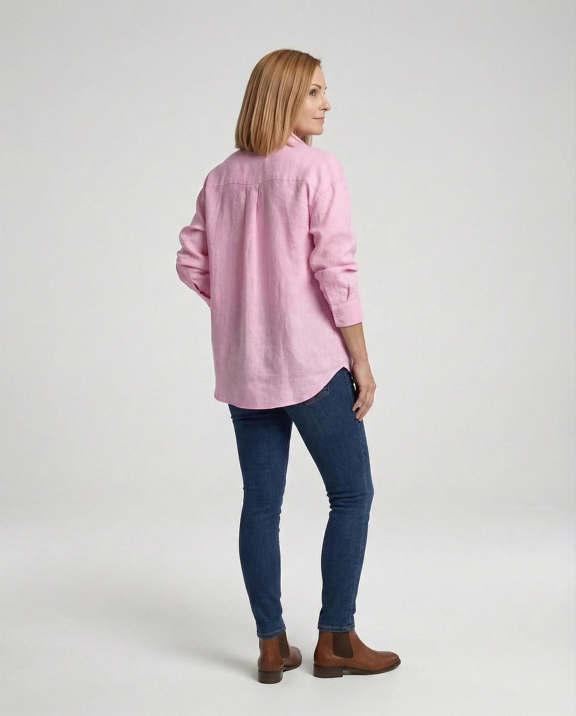 Damen Bluse Leinen Oversize - Image 4