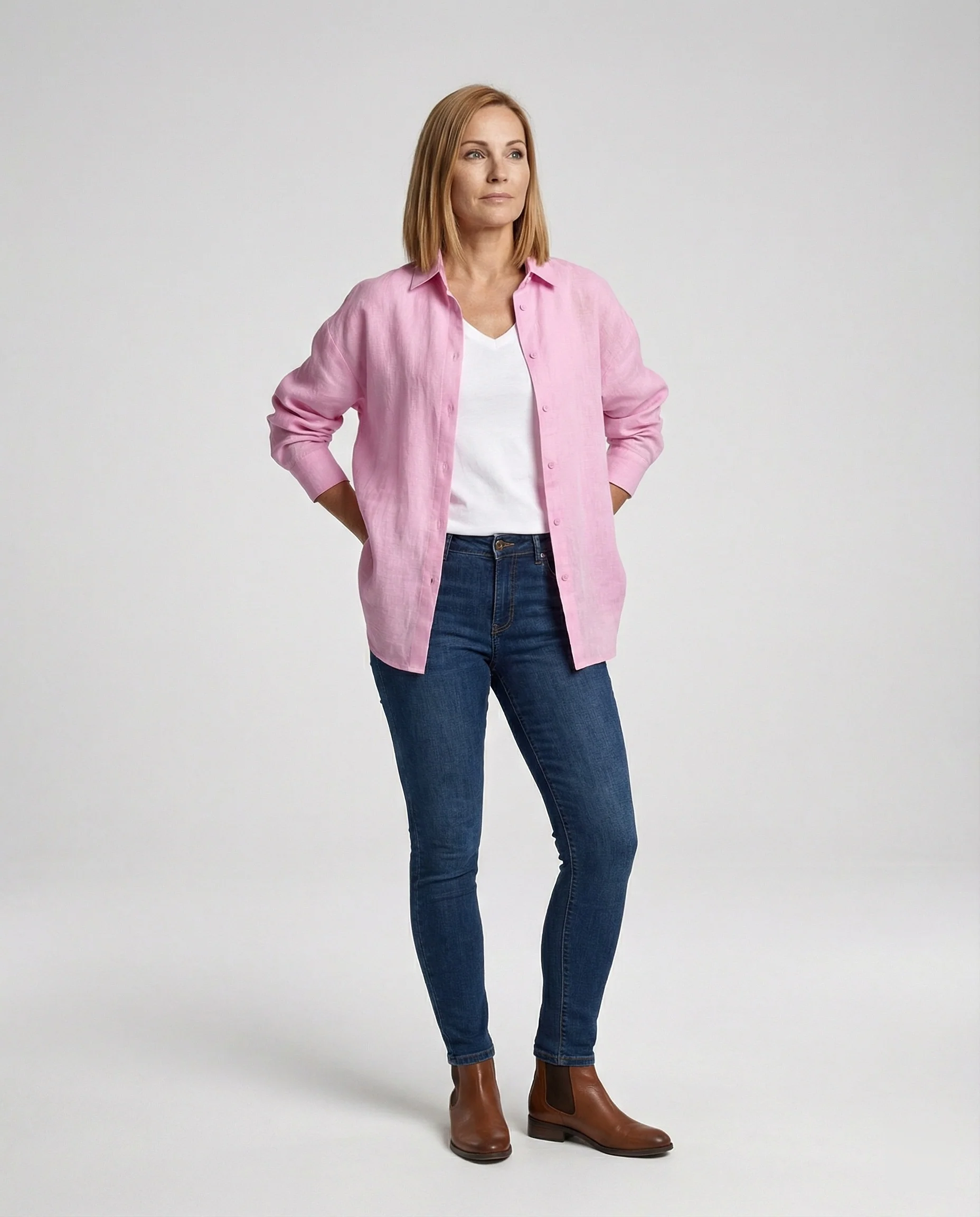 Damen Bluse Leinen Oversize - Image 6