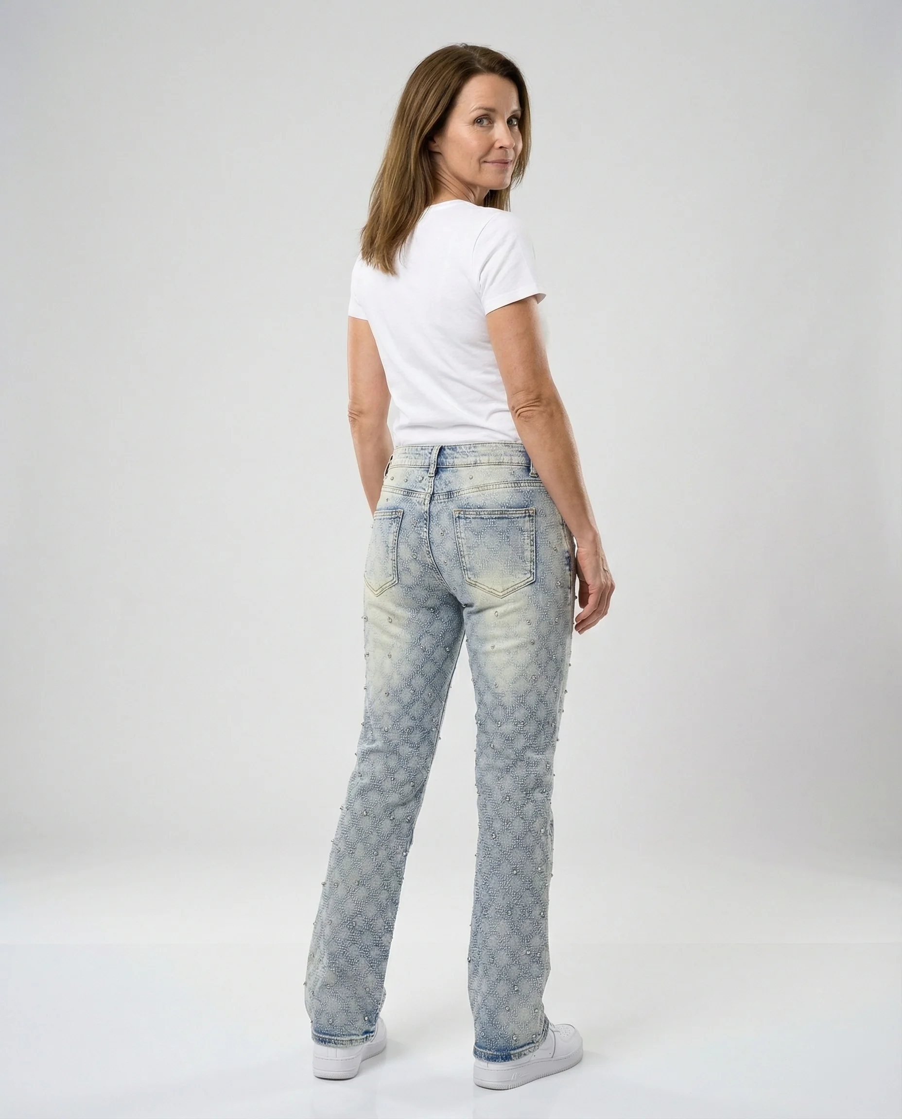 Damen Jeans mit Perlen gerades Bein - Image 3