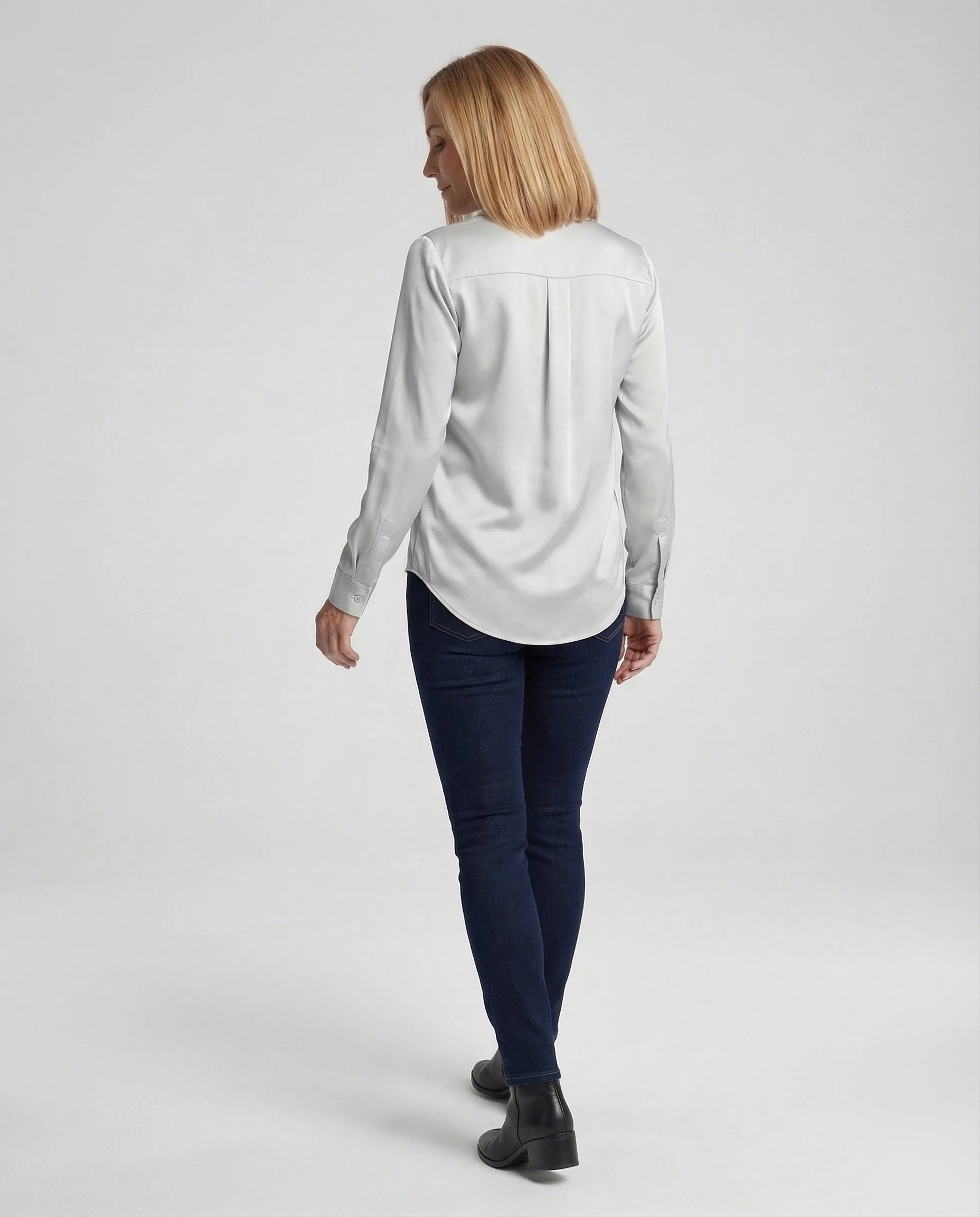 Bluse Damen Satin Knotenbund - Image 4