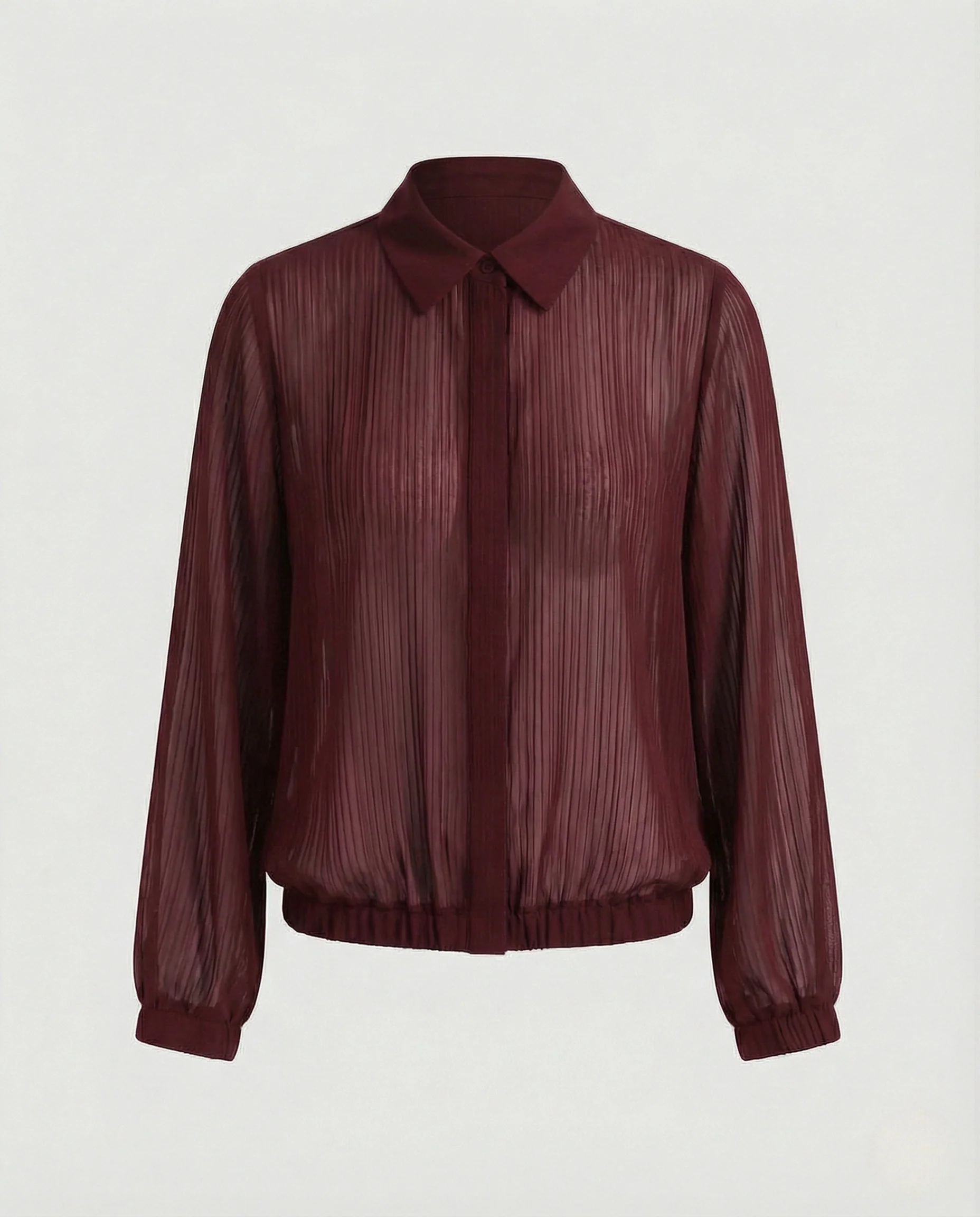 Damen Plissierte Chiffonbluse mit V-Ausschnitt - Image 7