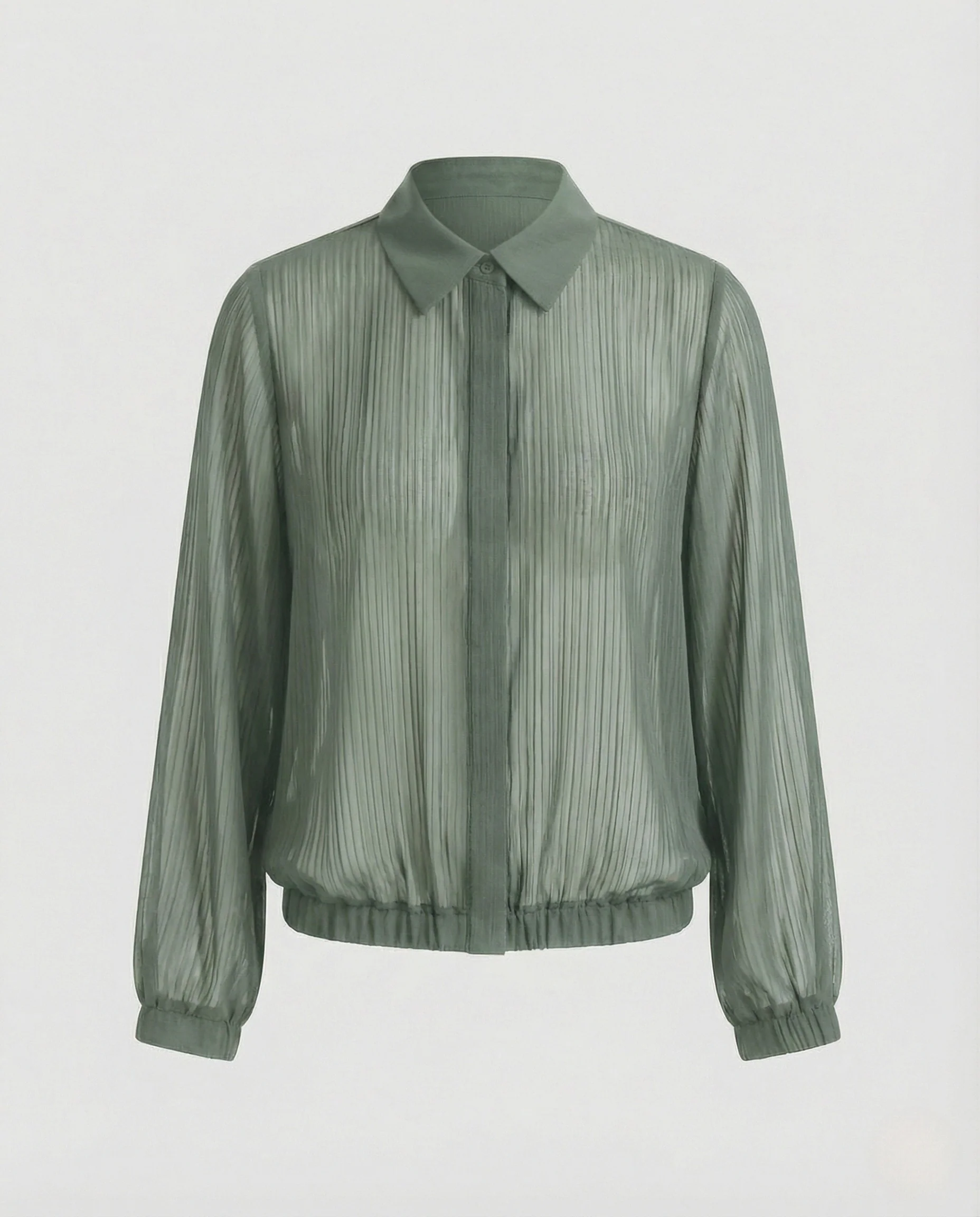 Damen Plissierte Chiffonbluse mit V-Ausschnitt - Image 9
