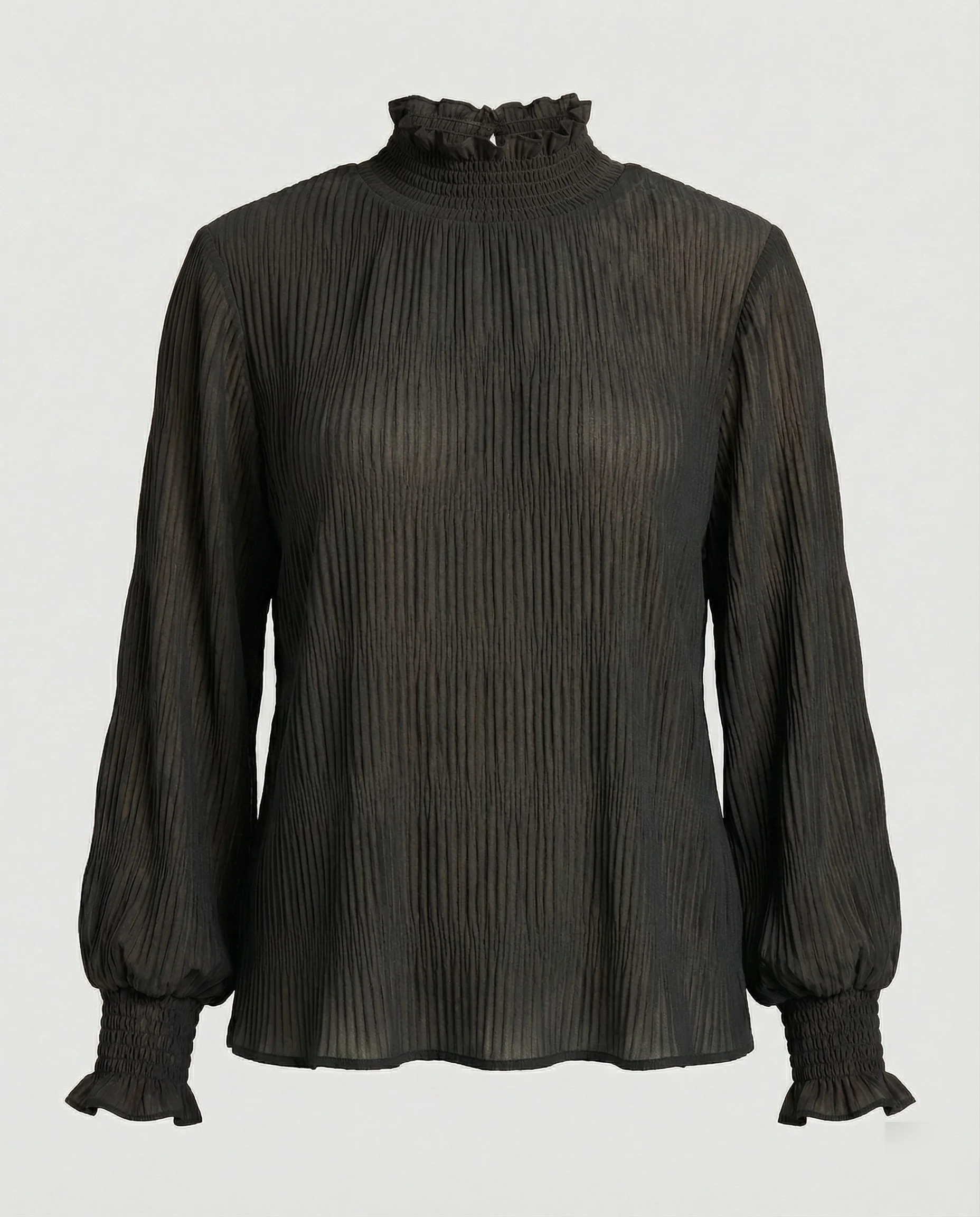Bluse Damen Plissee Rüschen - Image 2
