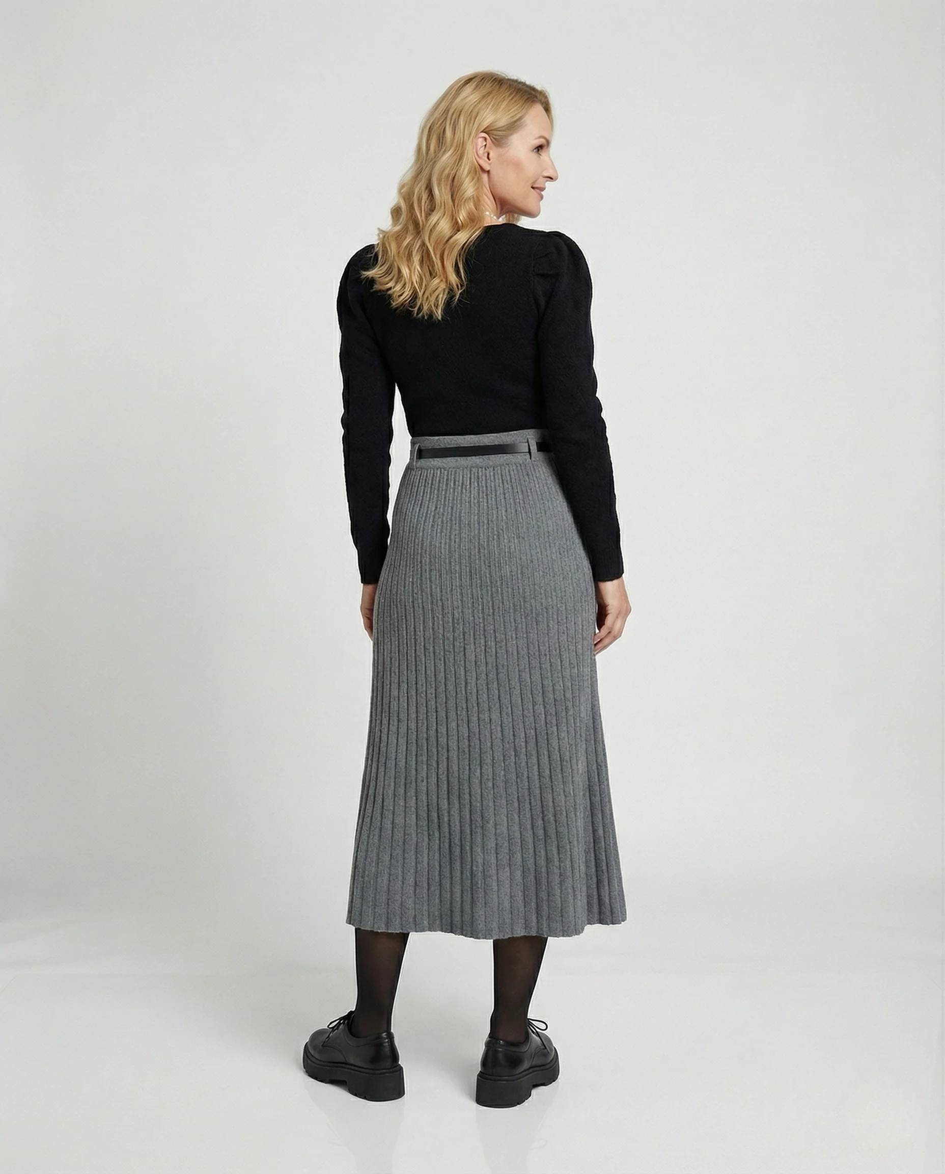 Midirock Damen Plissee Strick - Image 3