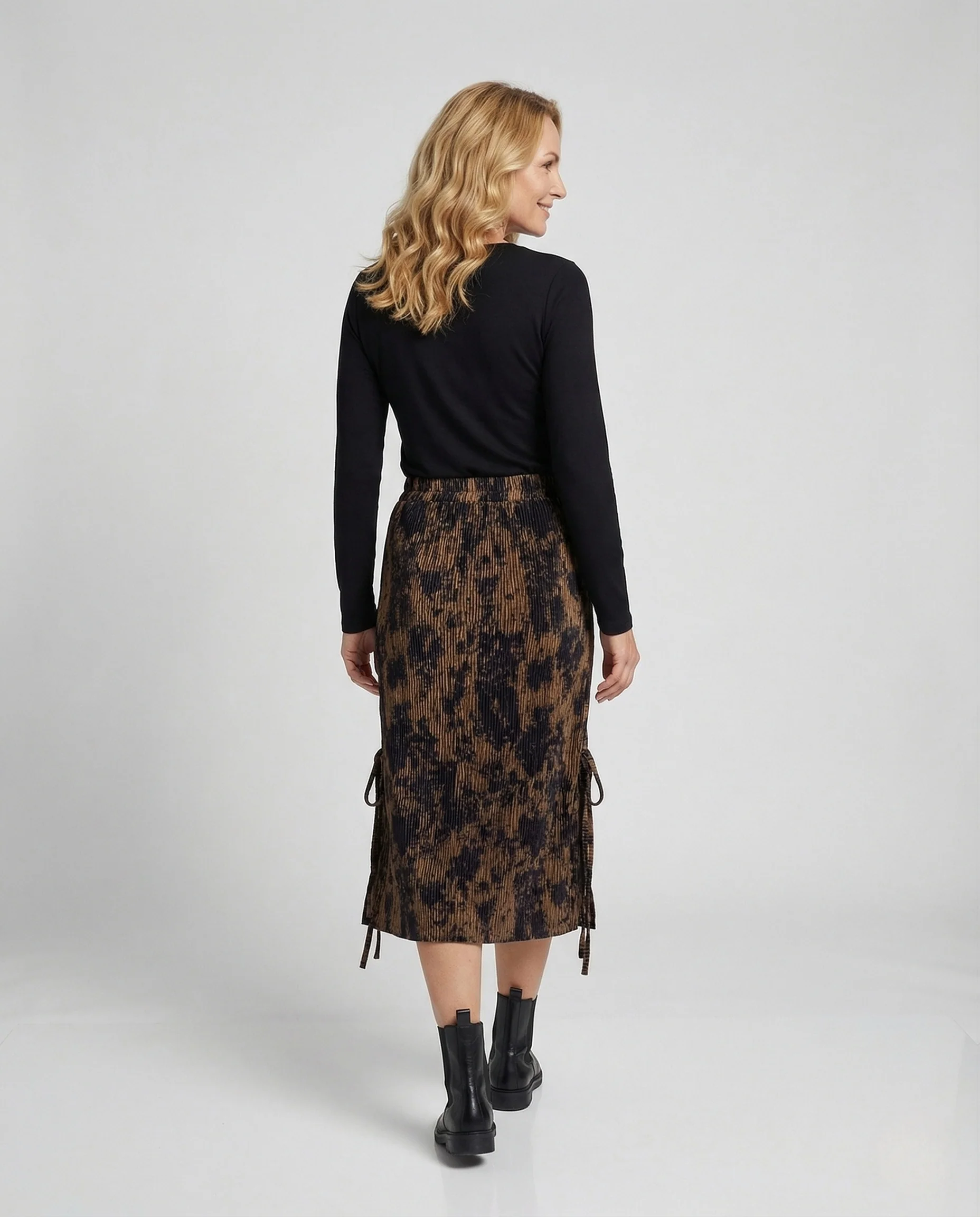 Damen Plissee Midirock mit Print - Image 4