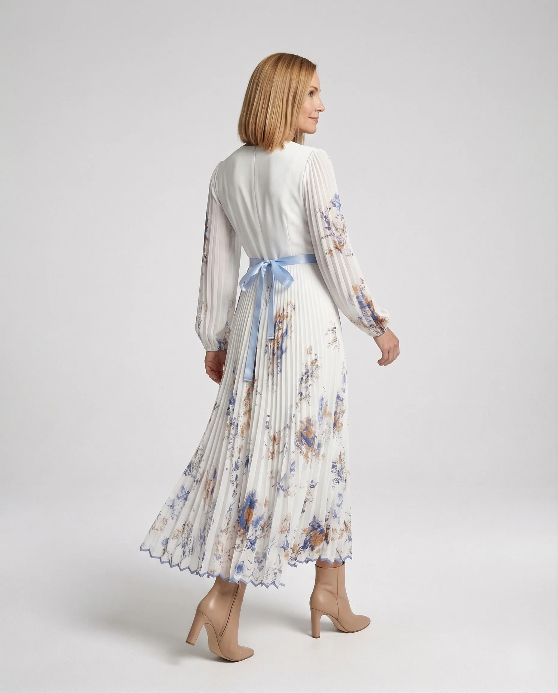 Maxikleid Sommer Damen Chiffon Plissee - Image 4