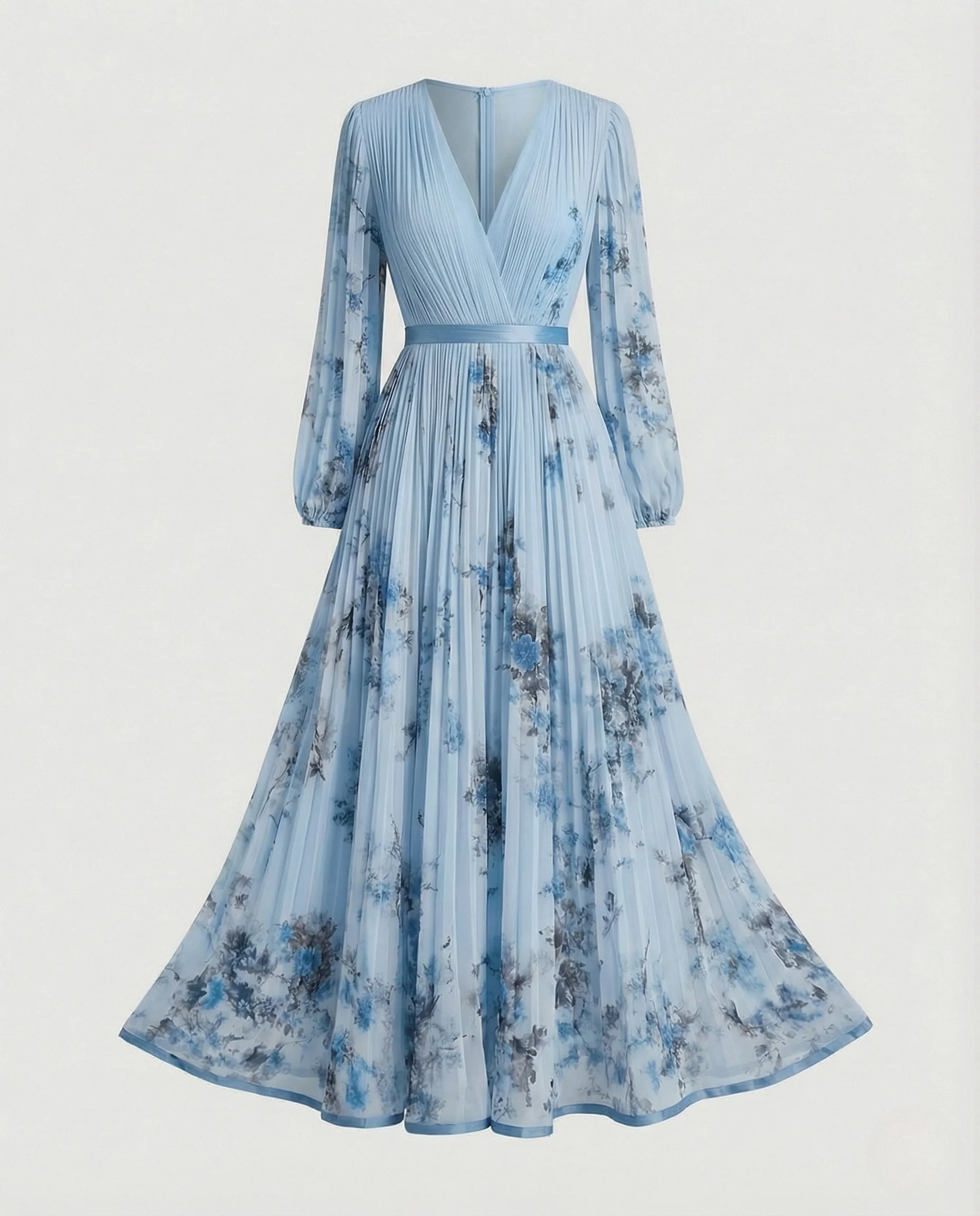 Maxikleid Sommer Damen Chiffon Plissee - Image 7