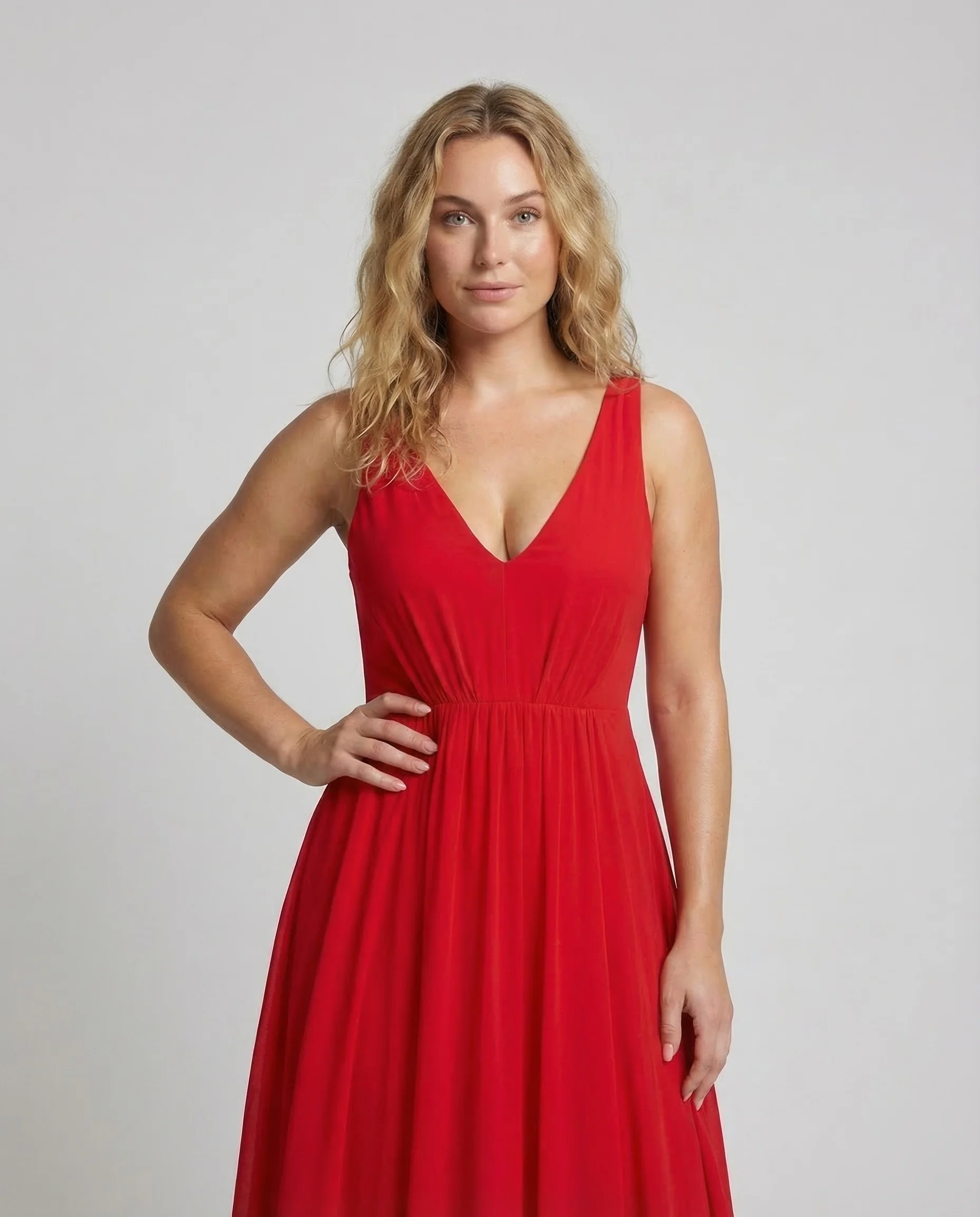 Damen Chiffon Maxikleid Plissee - Image 2