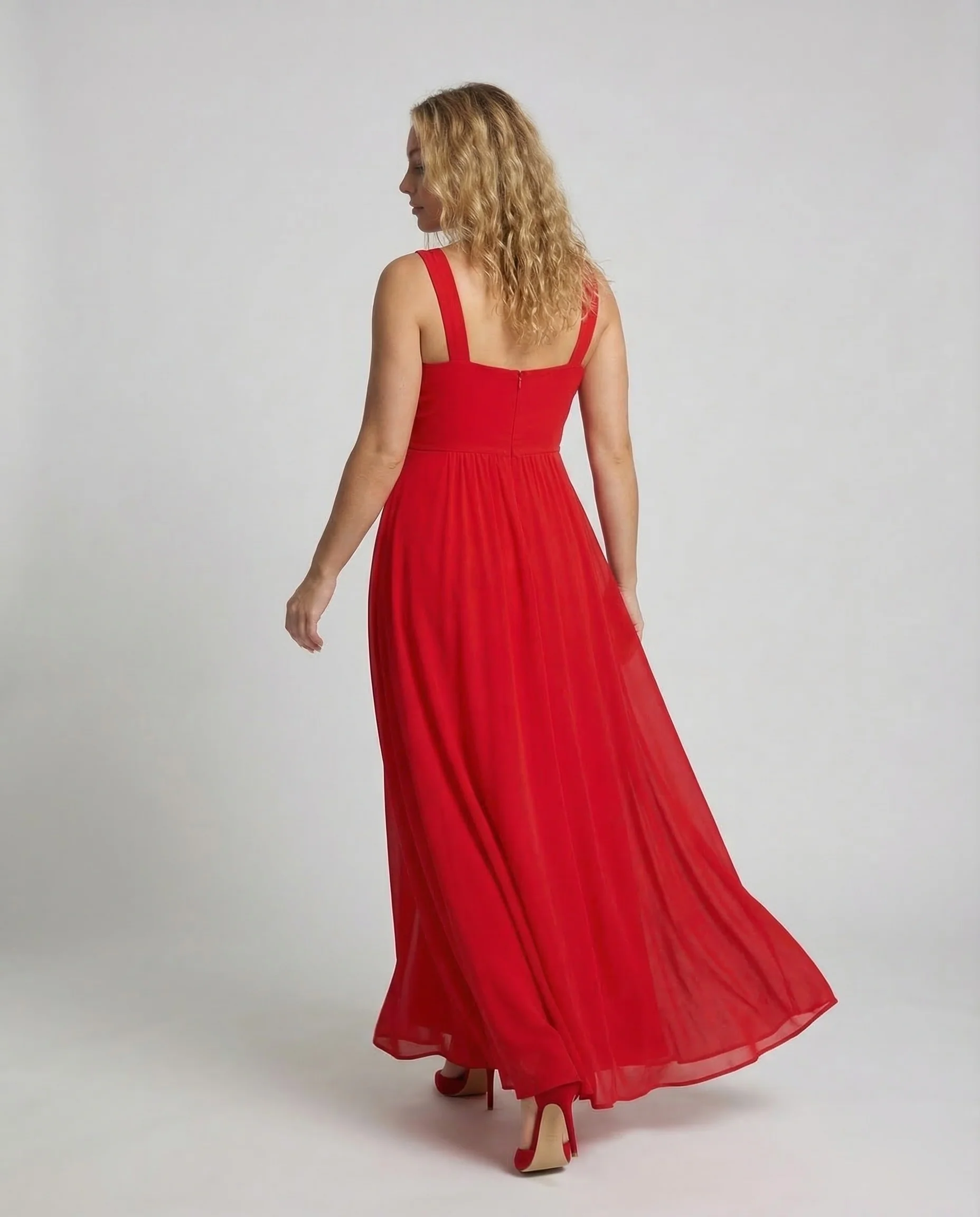 Damen Chiffon Maxikleid Plissee - Image 4