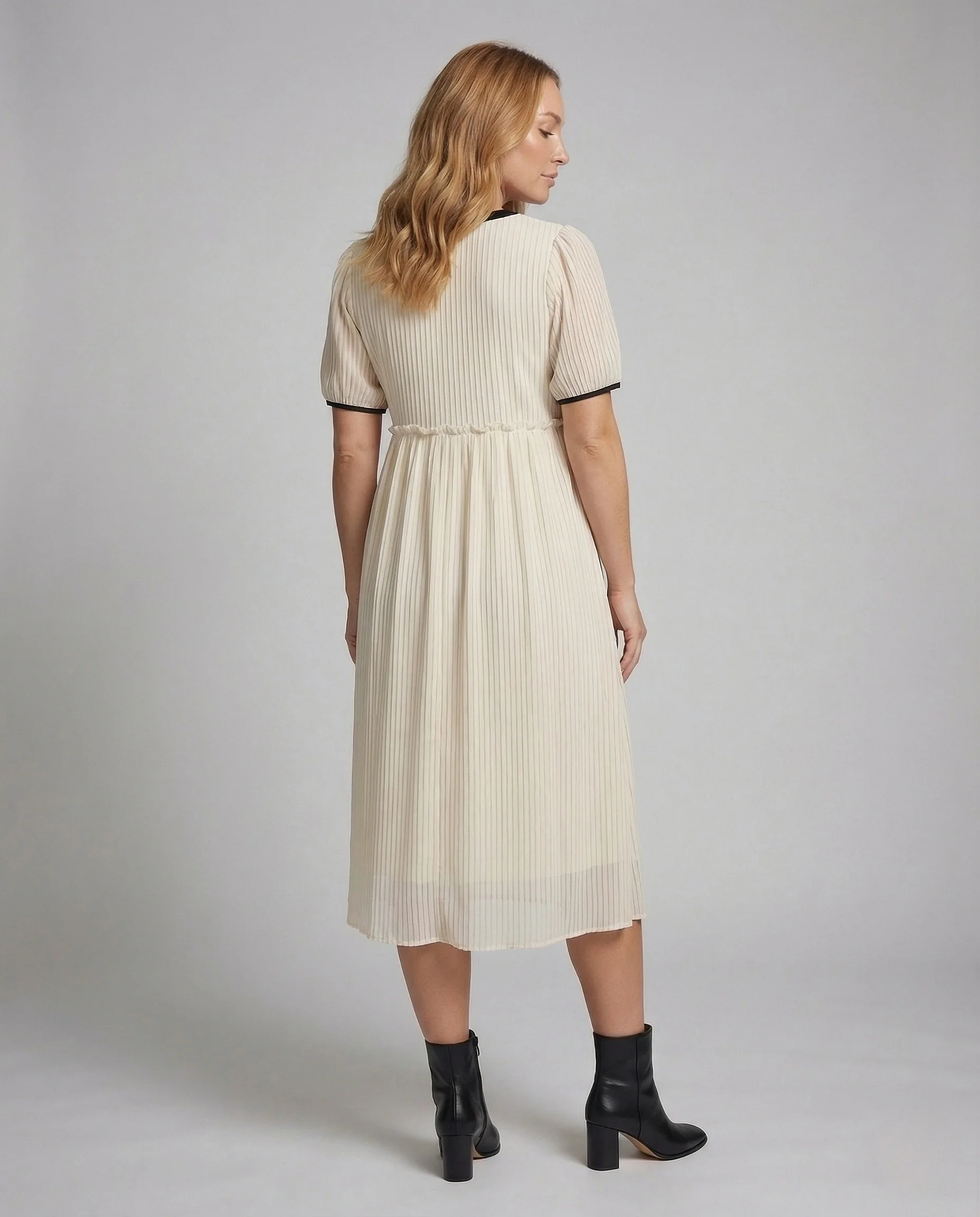 Damen Chiffon Midikleid Plissee - Image 4