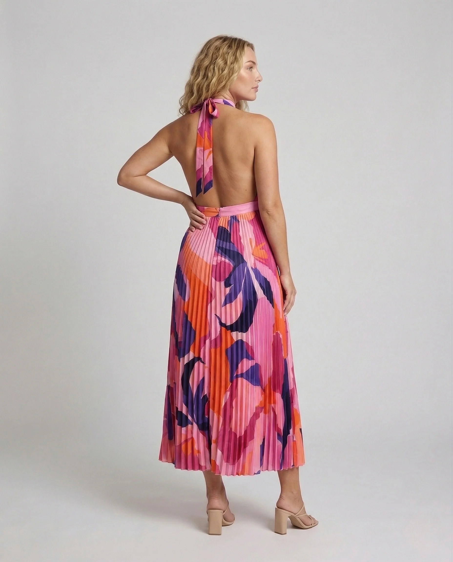Damen Plissee Maxikleid mit Cut Outs - Image 2