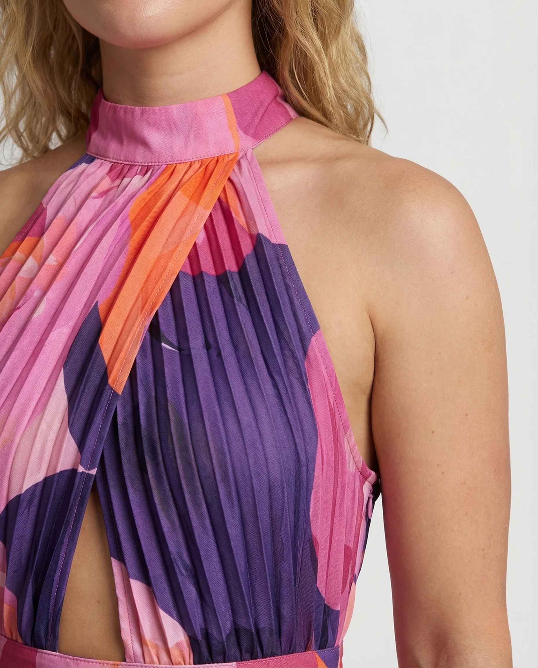 Damen Plissee Maxikleid mit Cut Outs - Image 4