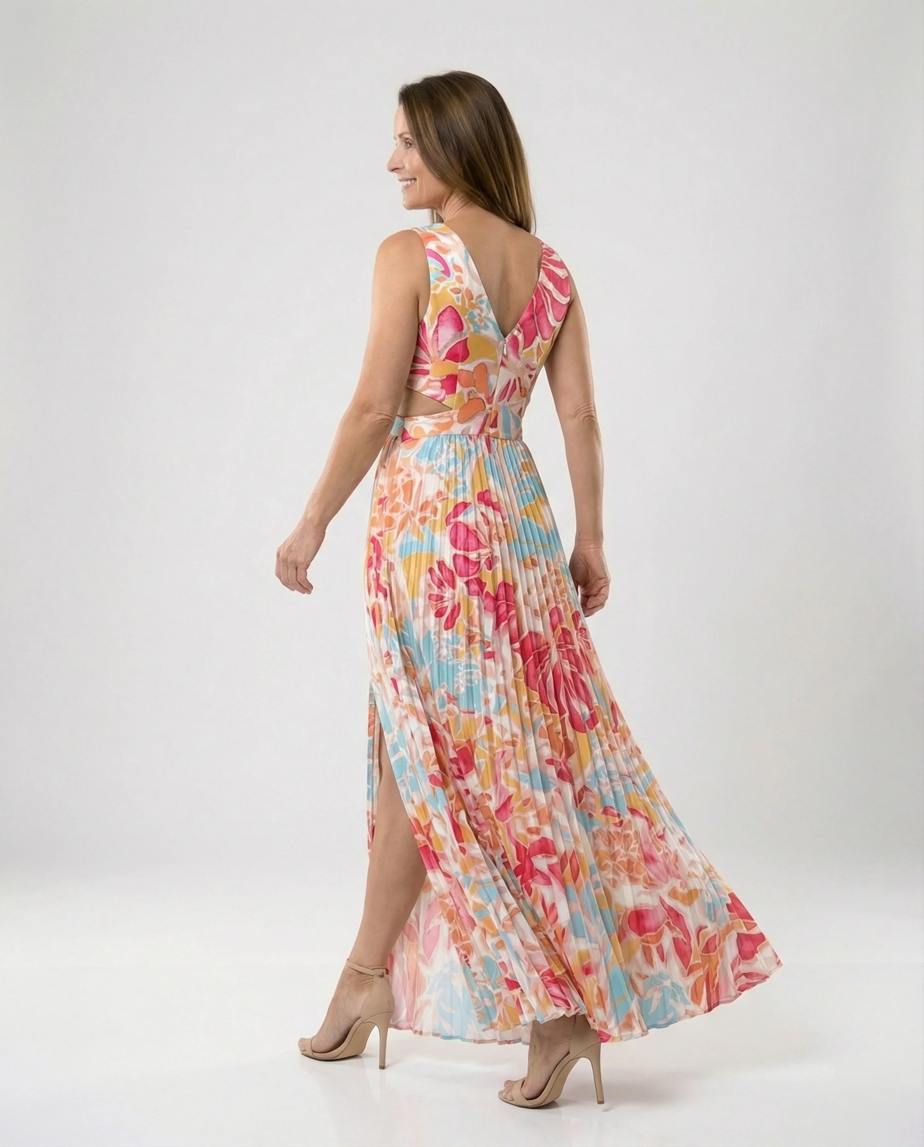 Plissiertes Maxikleid Mit Cut Outs Damen - Image 4