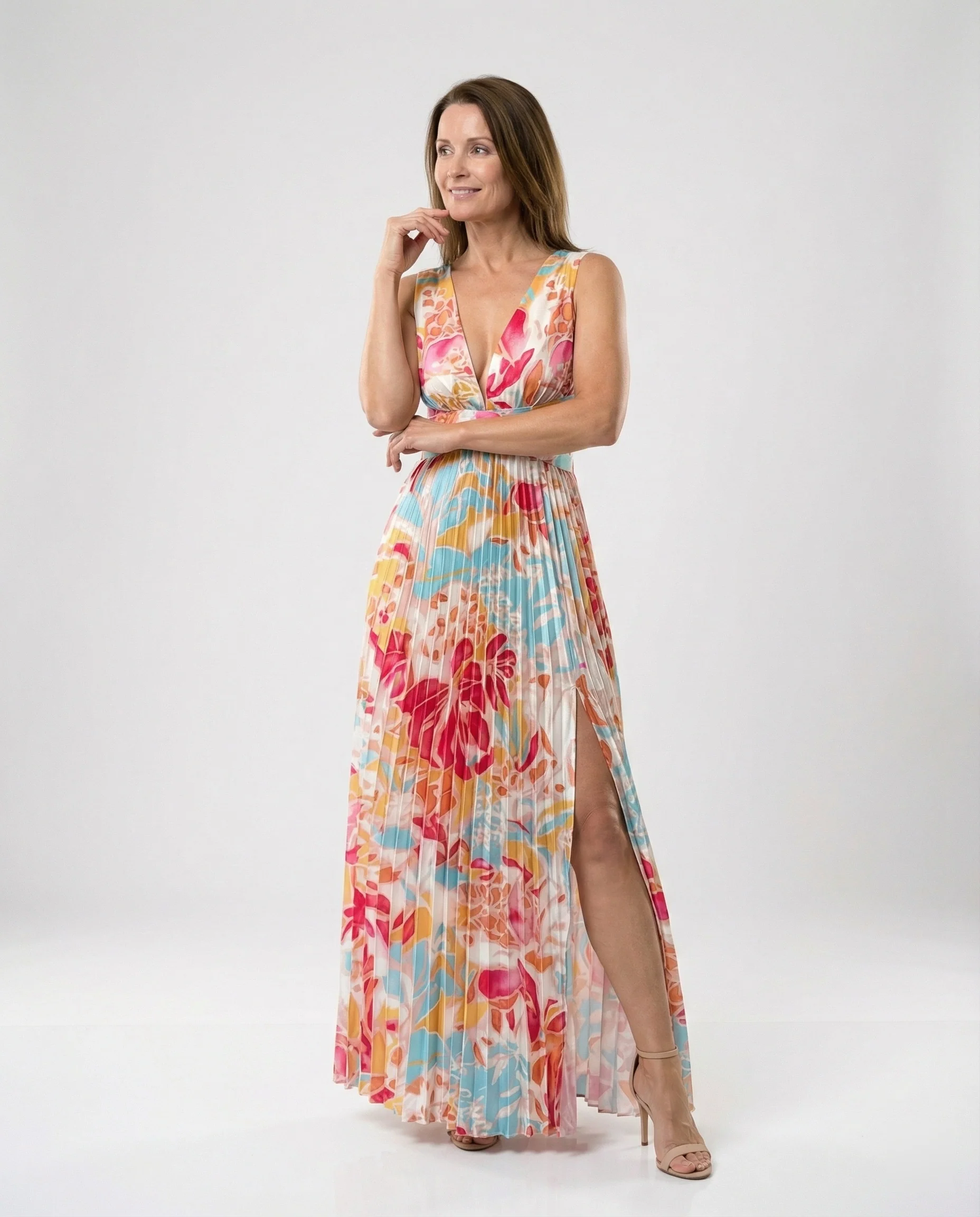 Plissiertes Maxikleid Mit Cut Outs Damen - Image 6