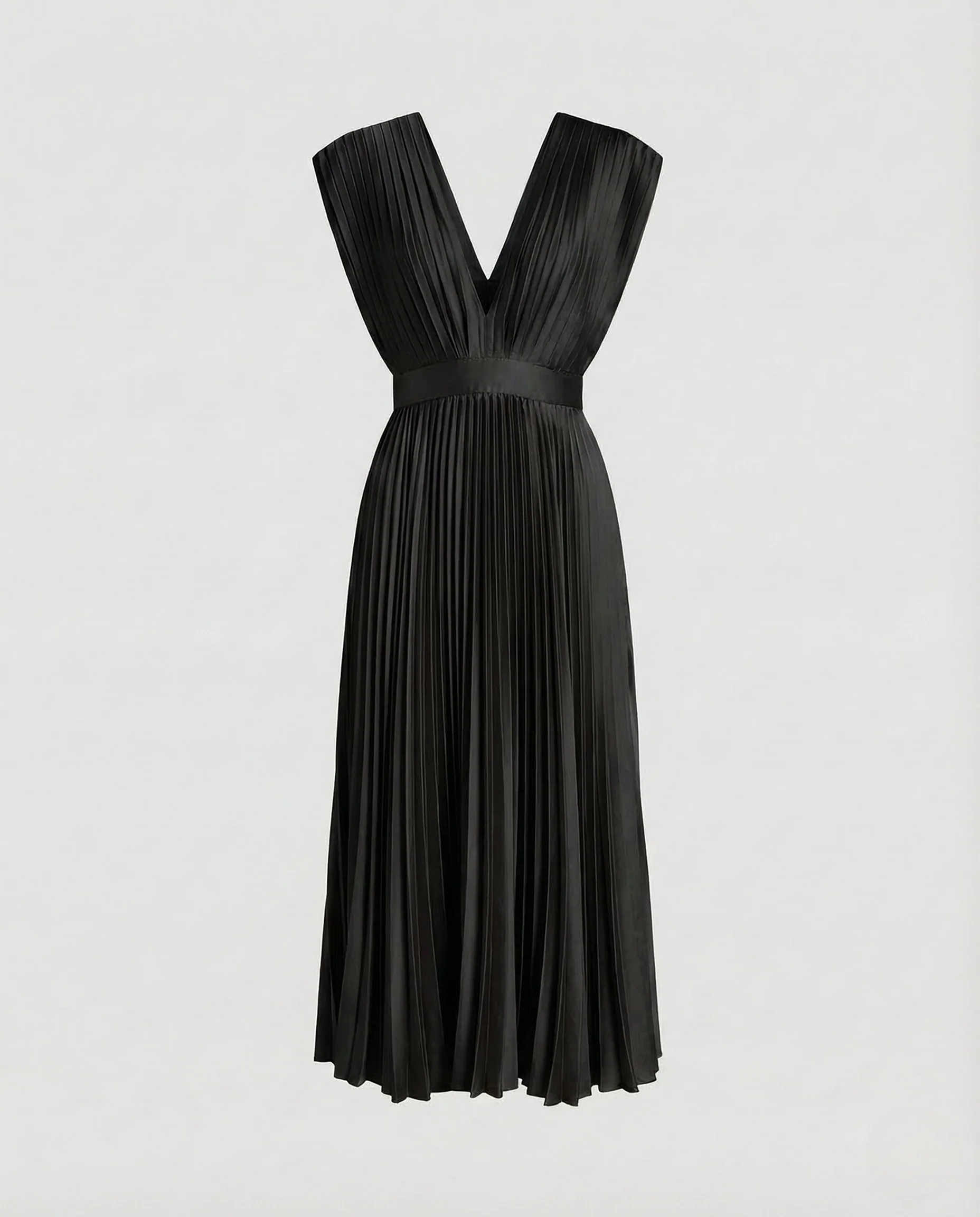 Damen Midikleid Plissee V Ausschnitt - Image 6