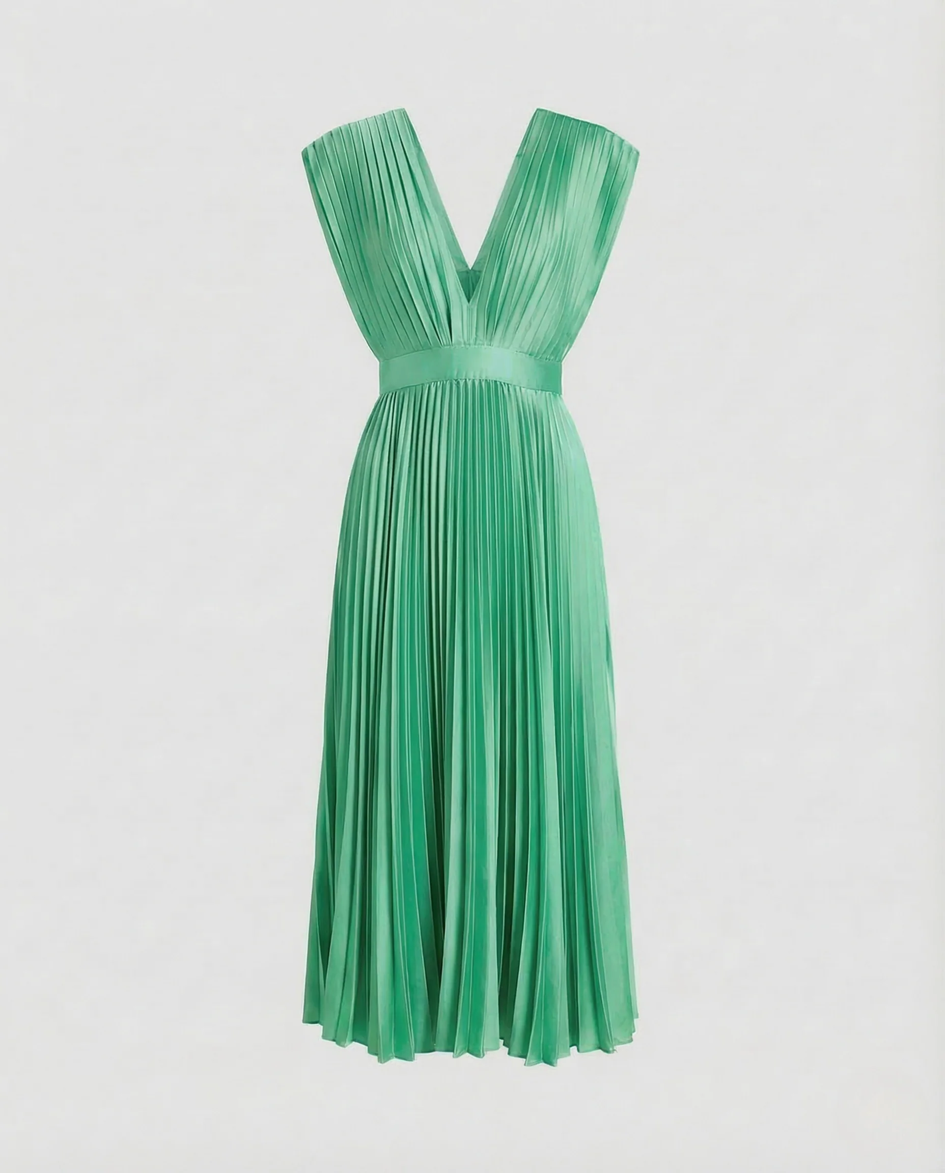 Damen Midikleid Plissee V Ausschnitt - Image 8