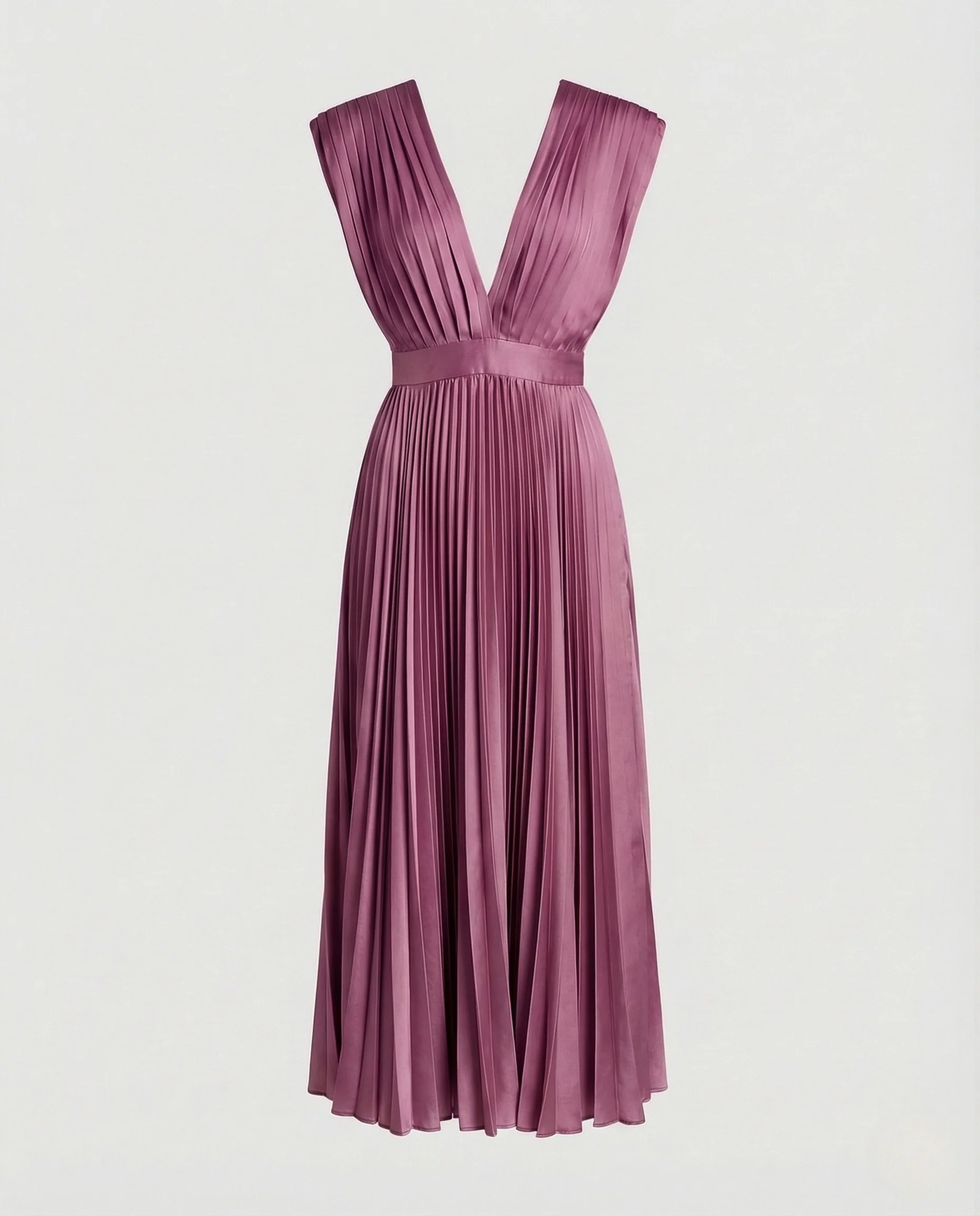 Damen Plissee Midikleid mit V-Ausschnitt - Image 11