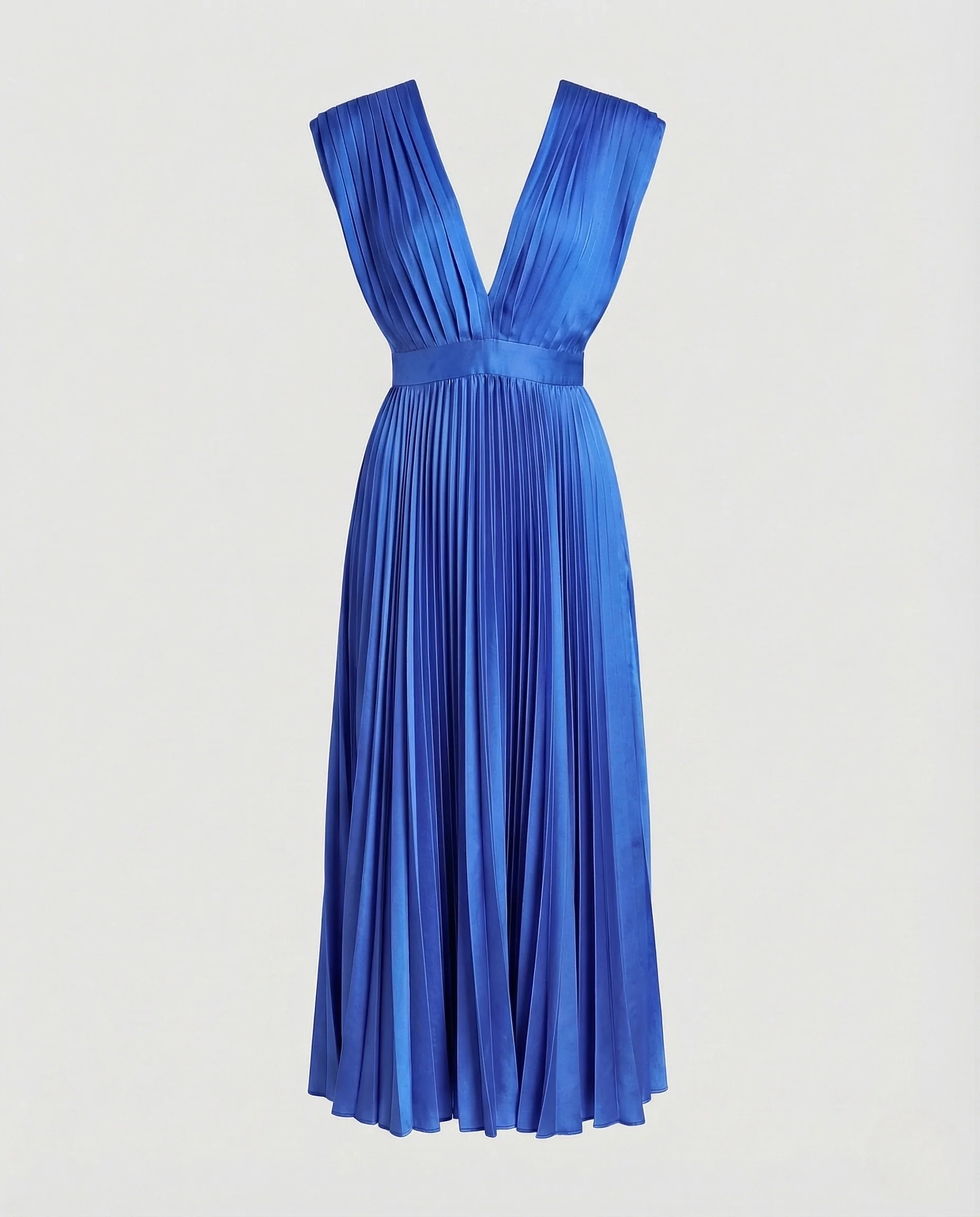 Damen Plissee Midikleid mit V-Ausschnitt - Image 7