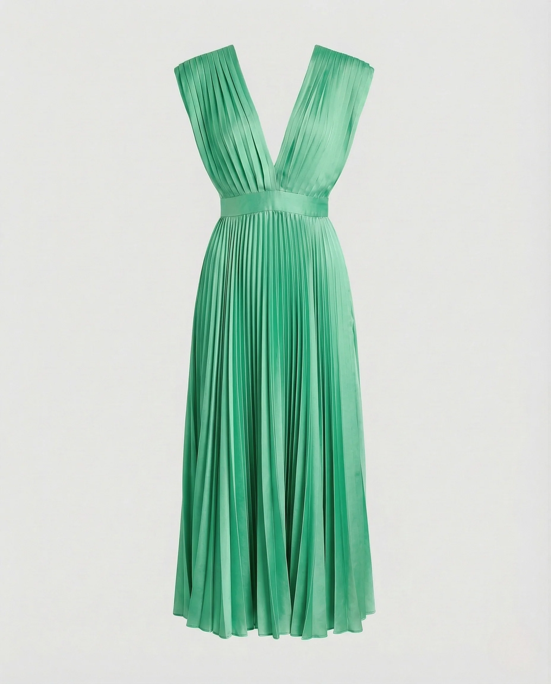 Damen Plissee Midikleid mit V-Ausschnitt - Image 8