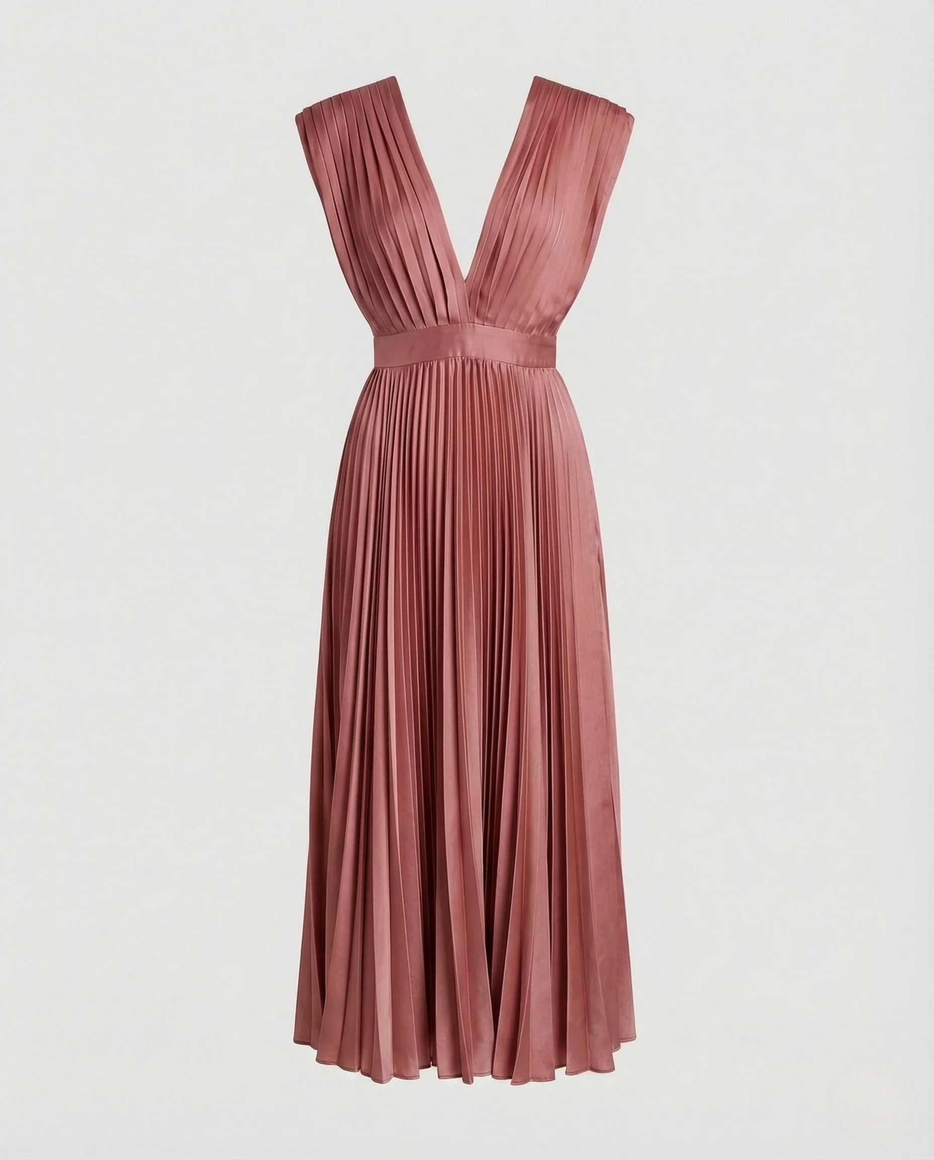 Damen Plissee Midikleid mit V-Ausschnitt - Image 9