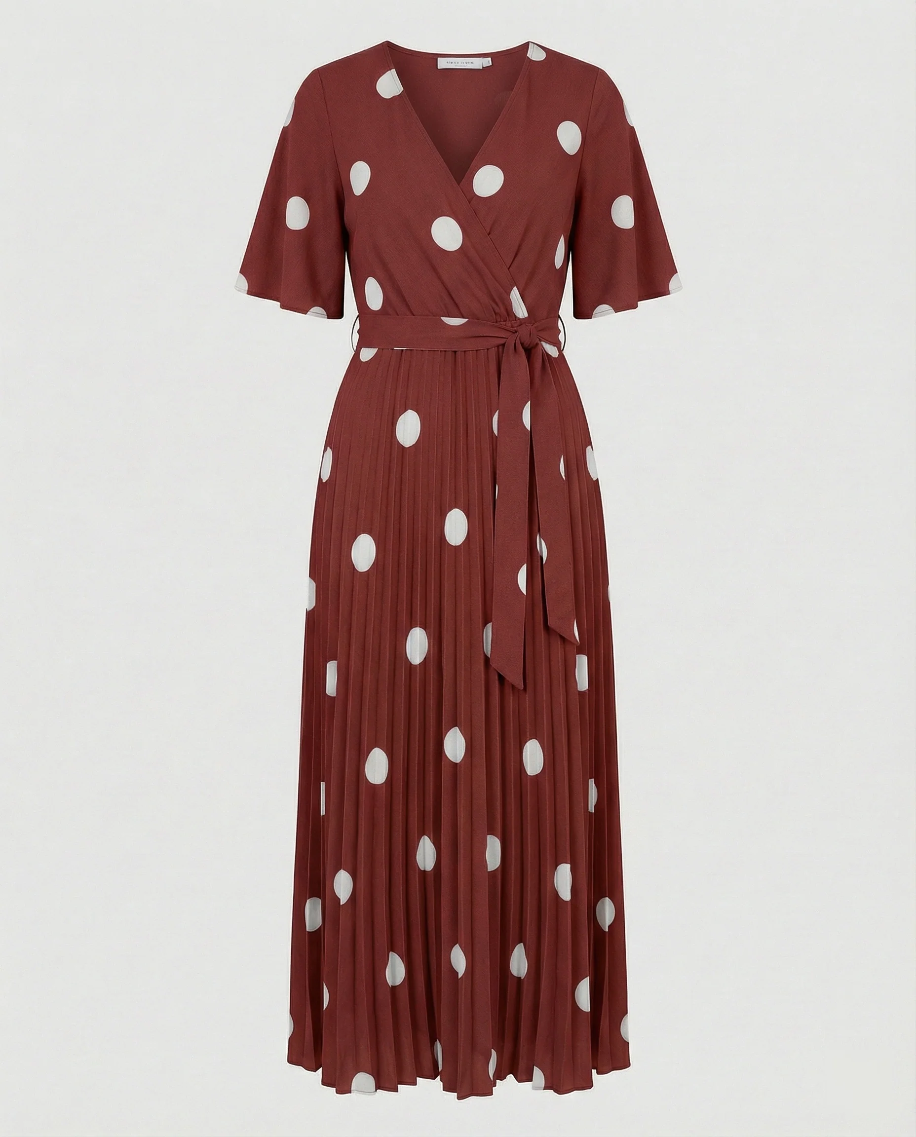 Damen Wickelkleid Midi plissiert - Image 8