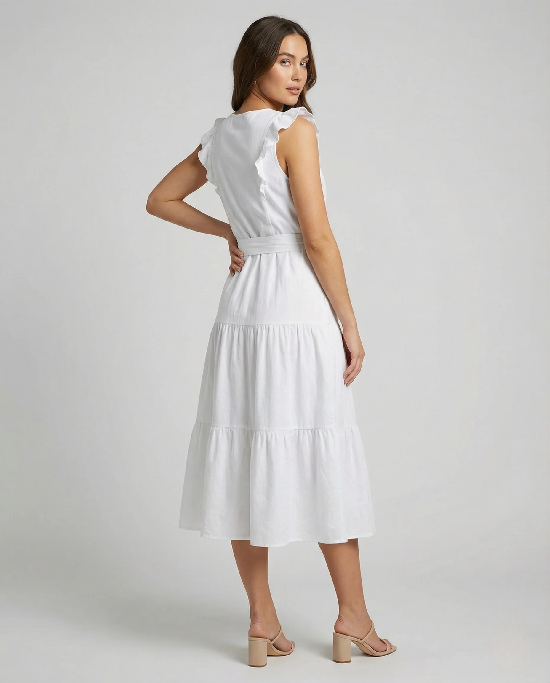Damen Hemdblusen-Midikleid mit Rüschenärmeln - Image 4