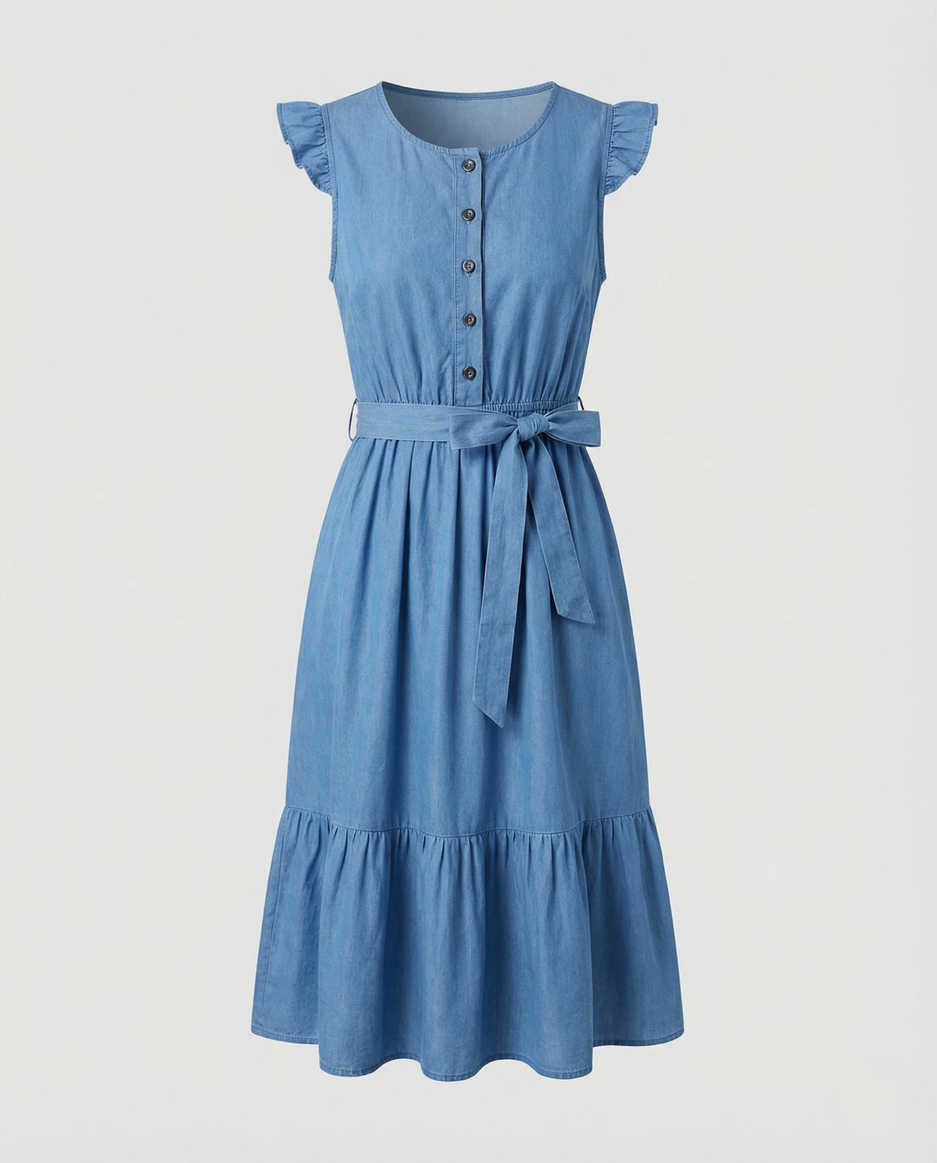 Damen Hemdblusen-Midikleid mit Rüschenärmeln - Image 5