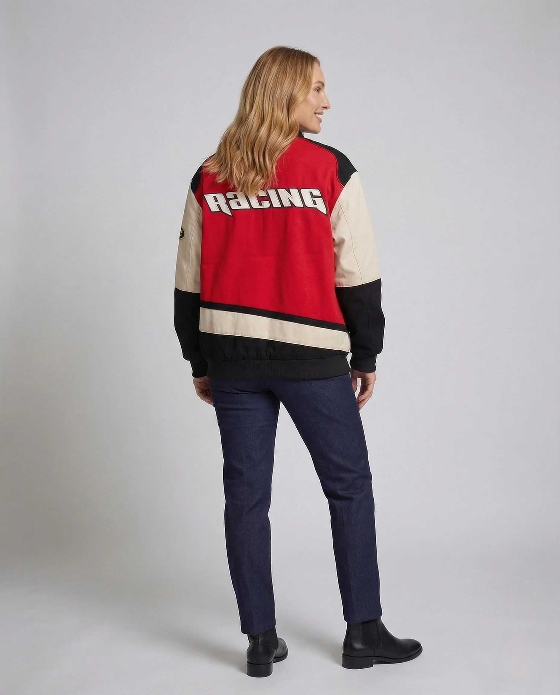 Damen Bomberjacke Patches Stehkragen - Image 4