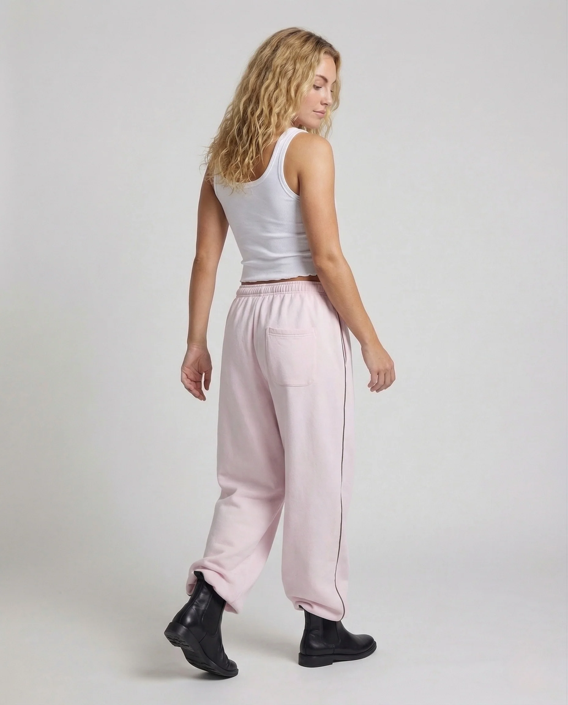 Damen Jogginghose Retro High Waist Logostickerei - Image 4
