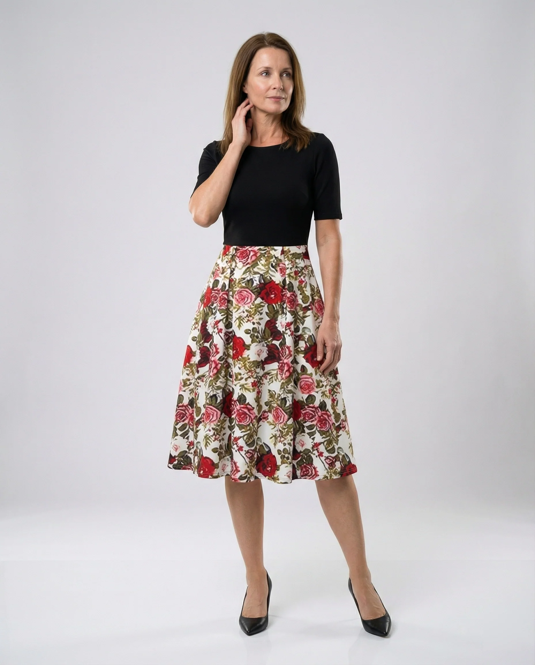 Damen Retro Freizeitkleid mit Blumenmuster - Image 4
