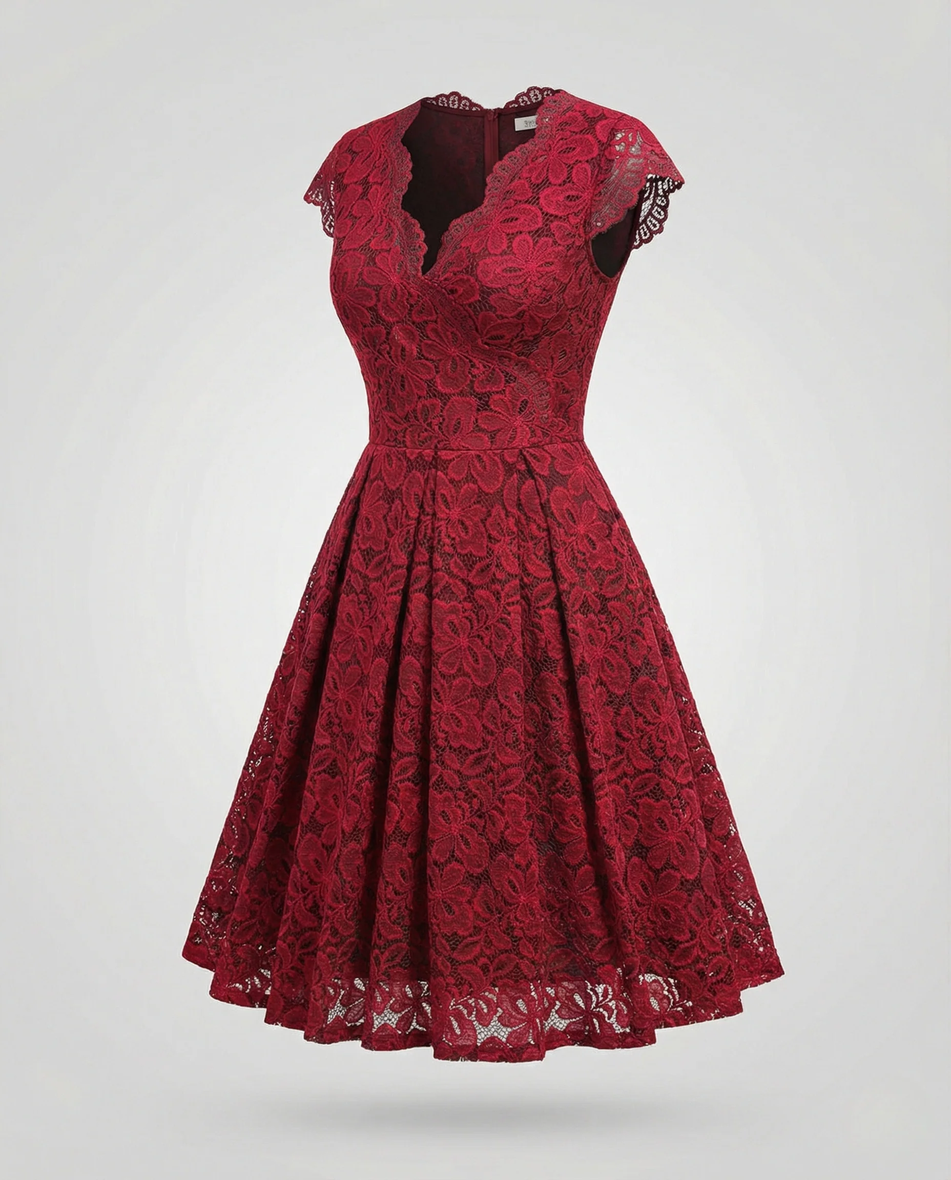 Damen Retro-Tellerkleid mit floraler Spitze - Image 4
