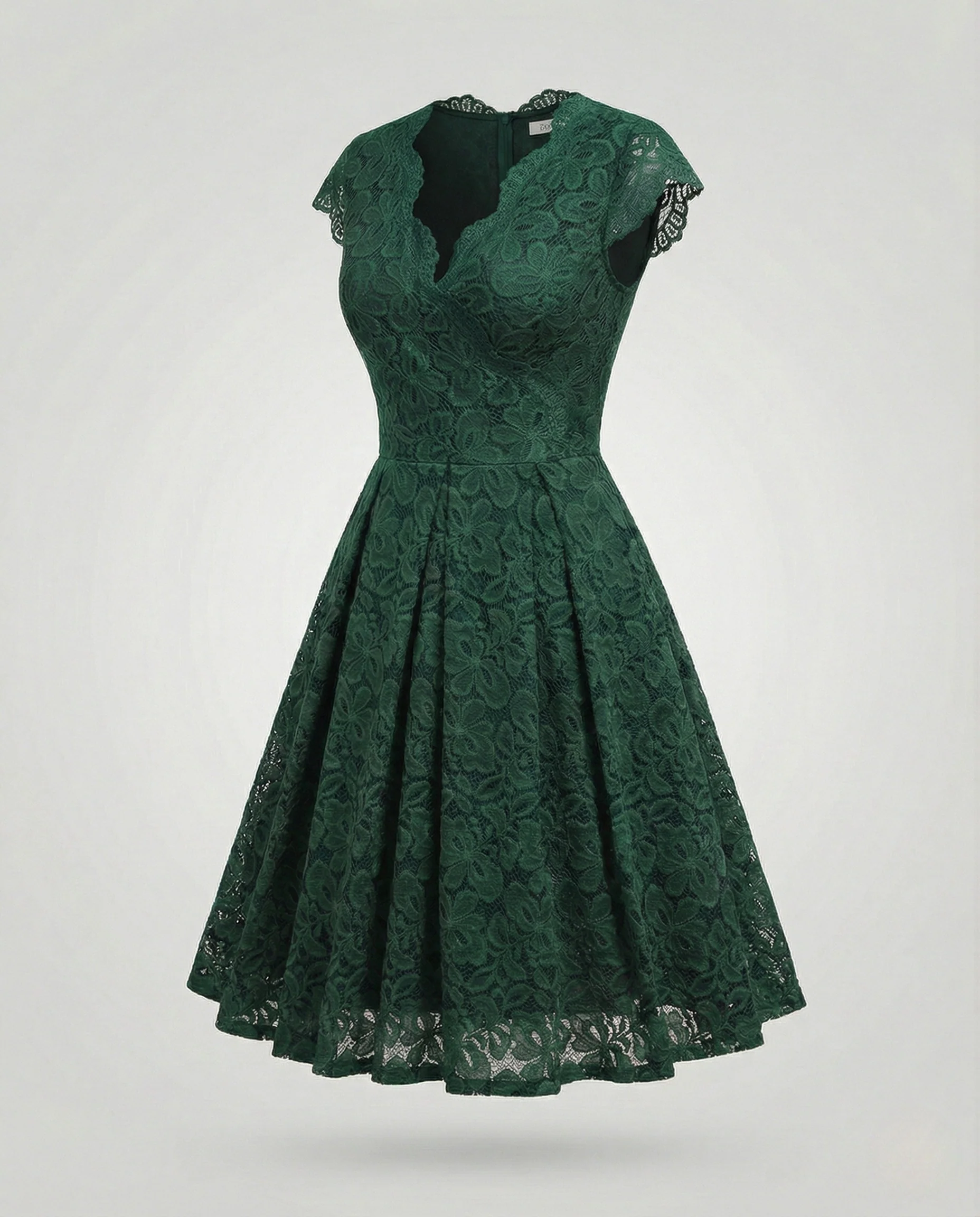 Damen Retro-Tellerkleid mit floraler Spitze - Image 5