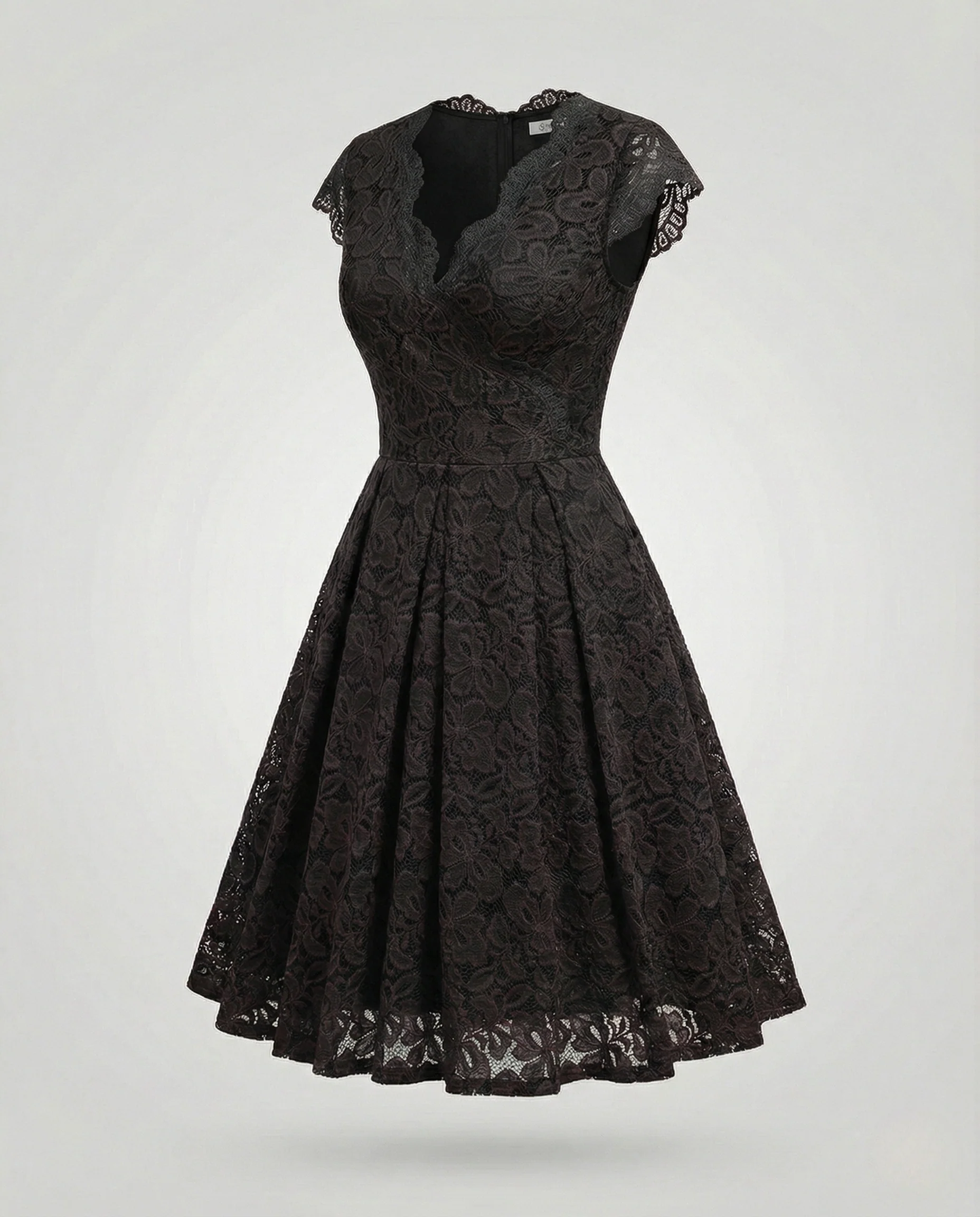 Damen Retro-Tellerkleid mit floraler Spitze - Image 6
